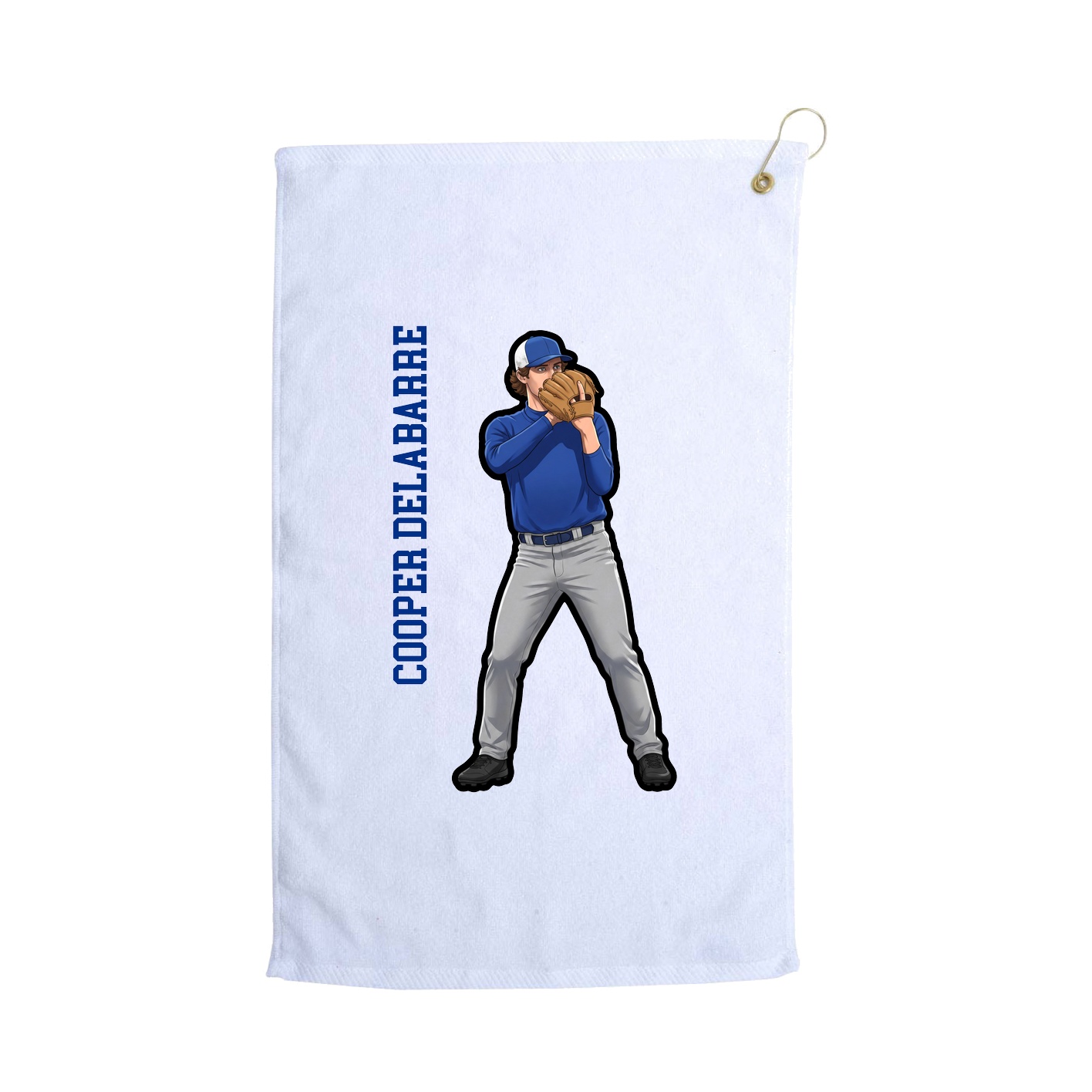 Golf Towel — Name Vertical in White