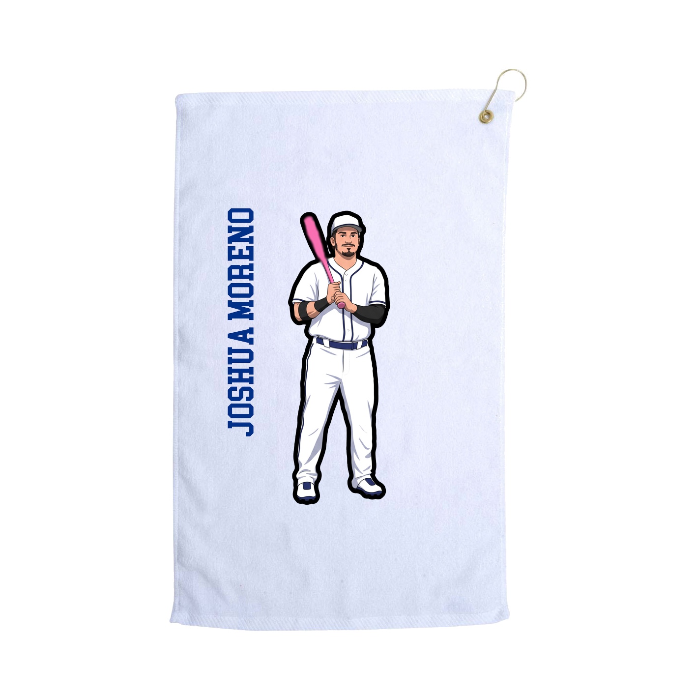Golf Towel — Name Vertical in White