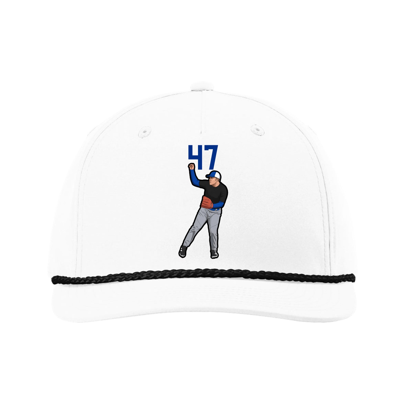 Five-Panel Classic Rope Cap — Number Top in White