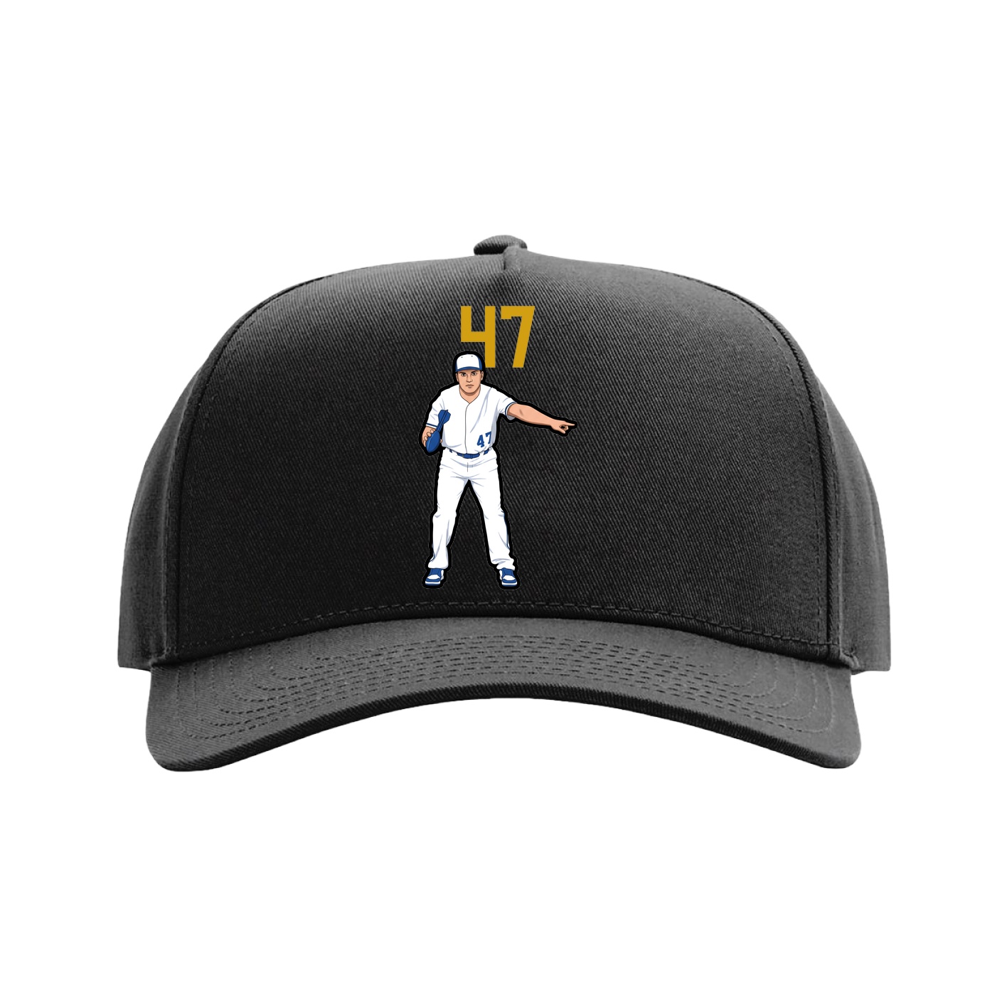 Full Fabric Five-Panel Champ Cap — Number Top in Black