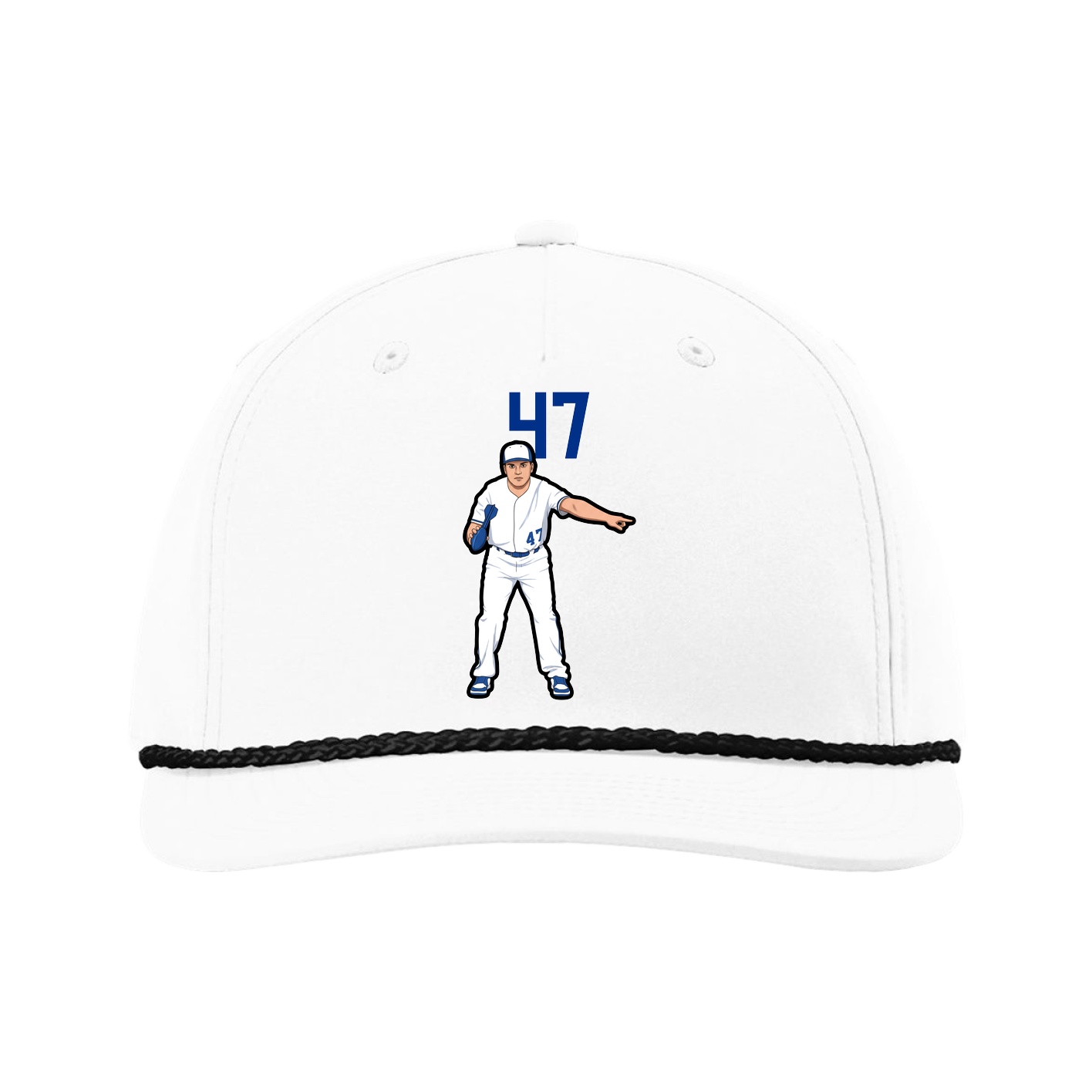 Five-Panel Classic Rope Cap — Number Top in White