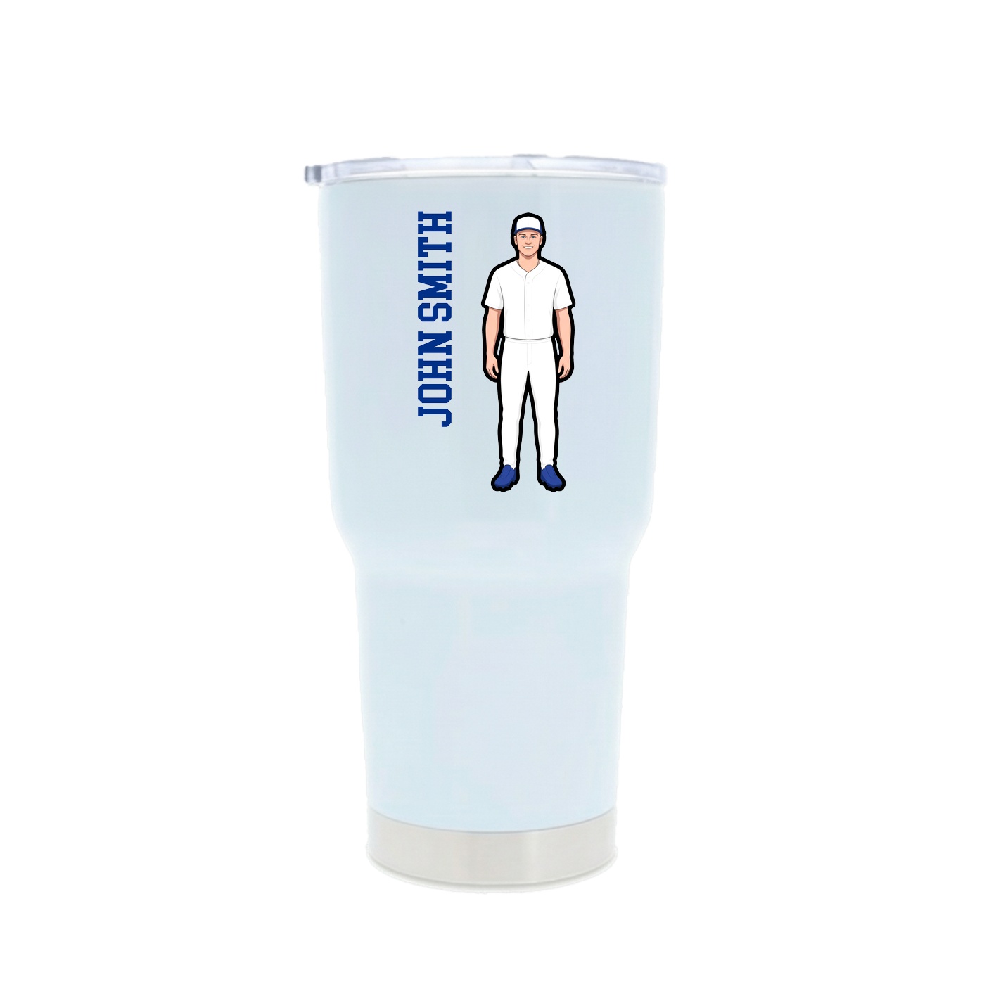 30oz Stainless Steel Tumbler — Name Vertical in White