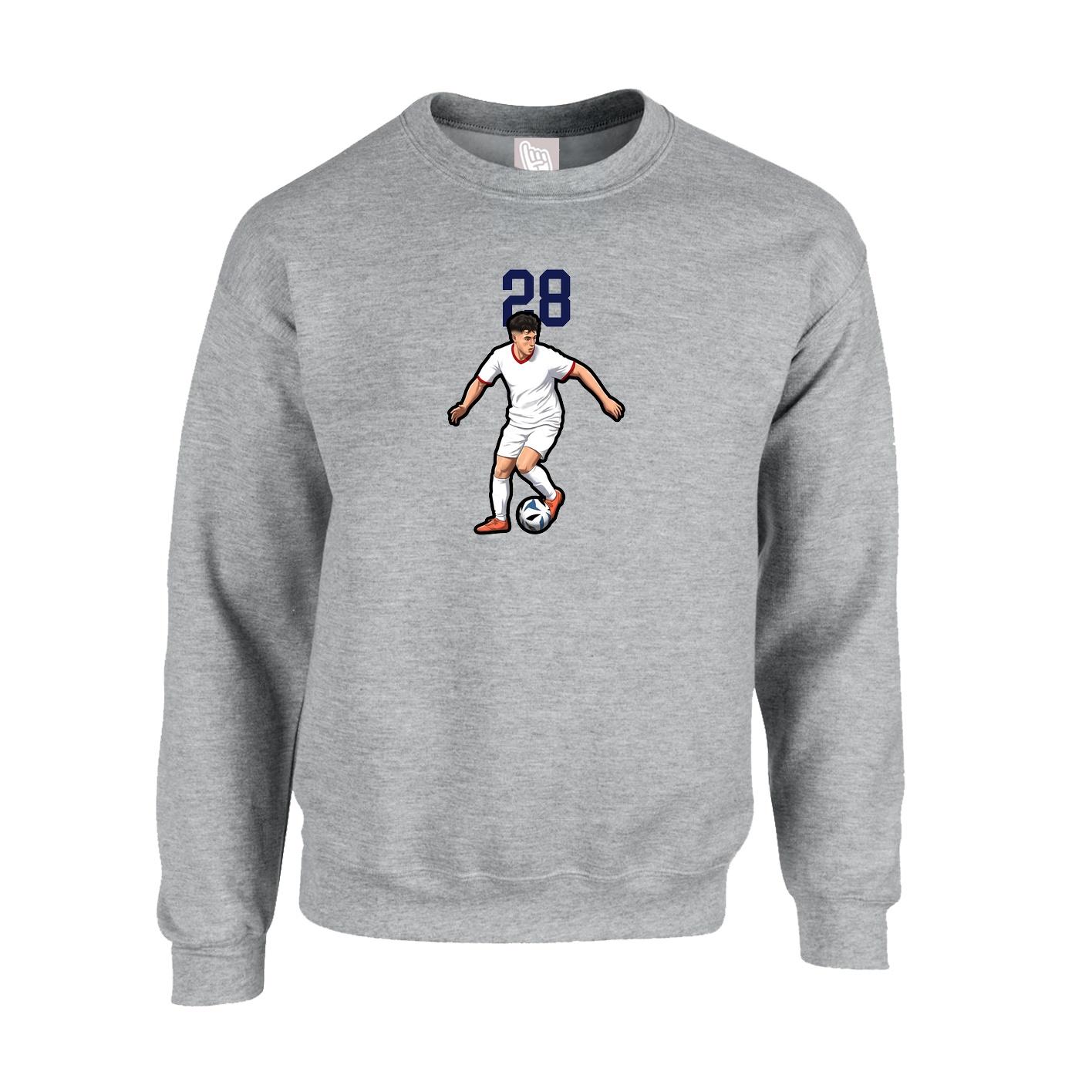 Fleece Crew — Number Top in Grey