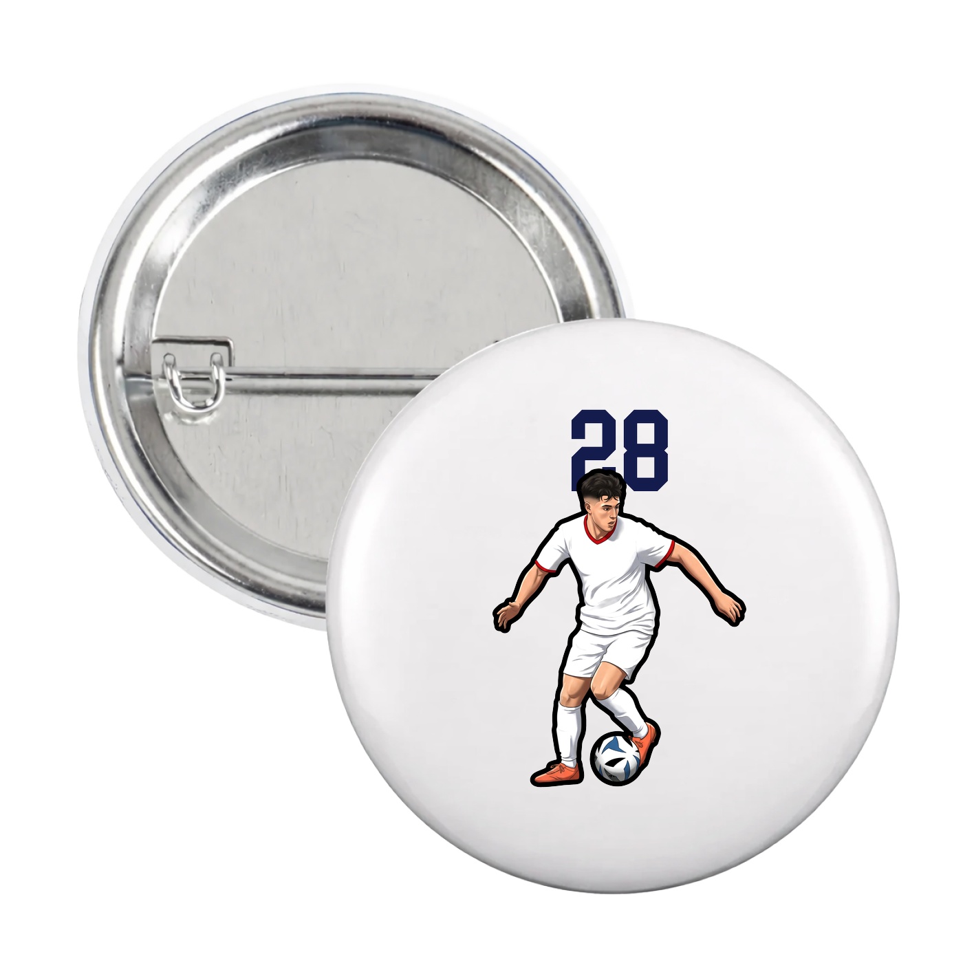 Game Day Button — Number Top in White