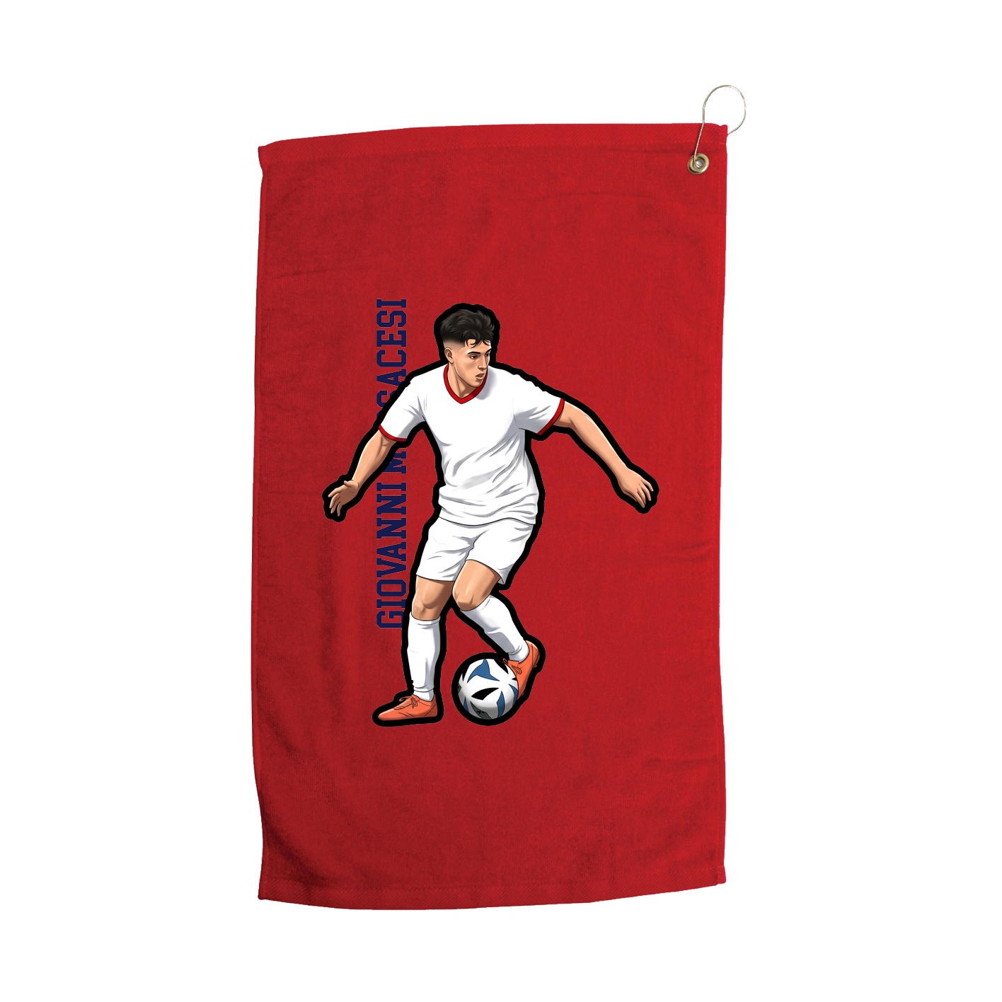 Golf Towel — Name Vertical in Red