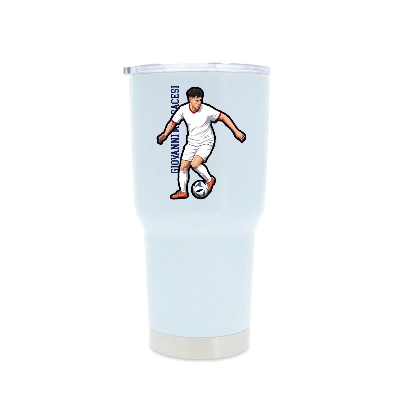 30oz Stainless Steel Tumbler — Name Vertical in White