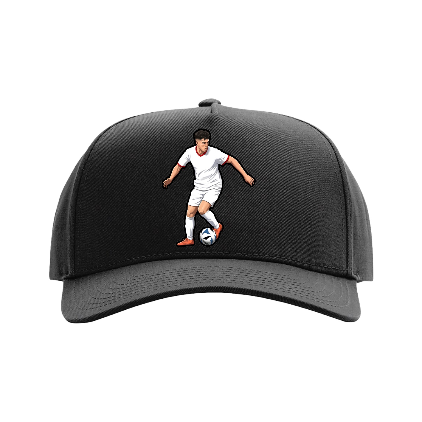Full Fabric Five-Panel Champ Cap — Name Vertical in Black