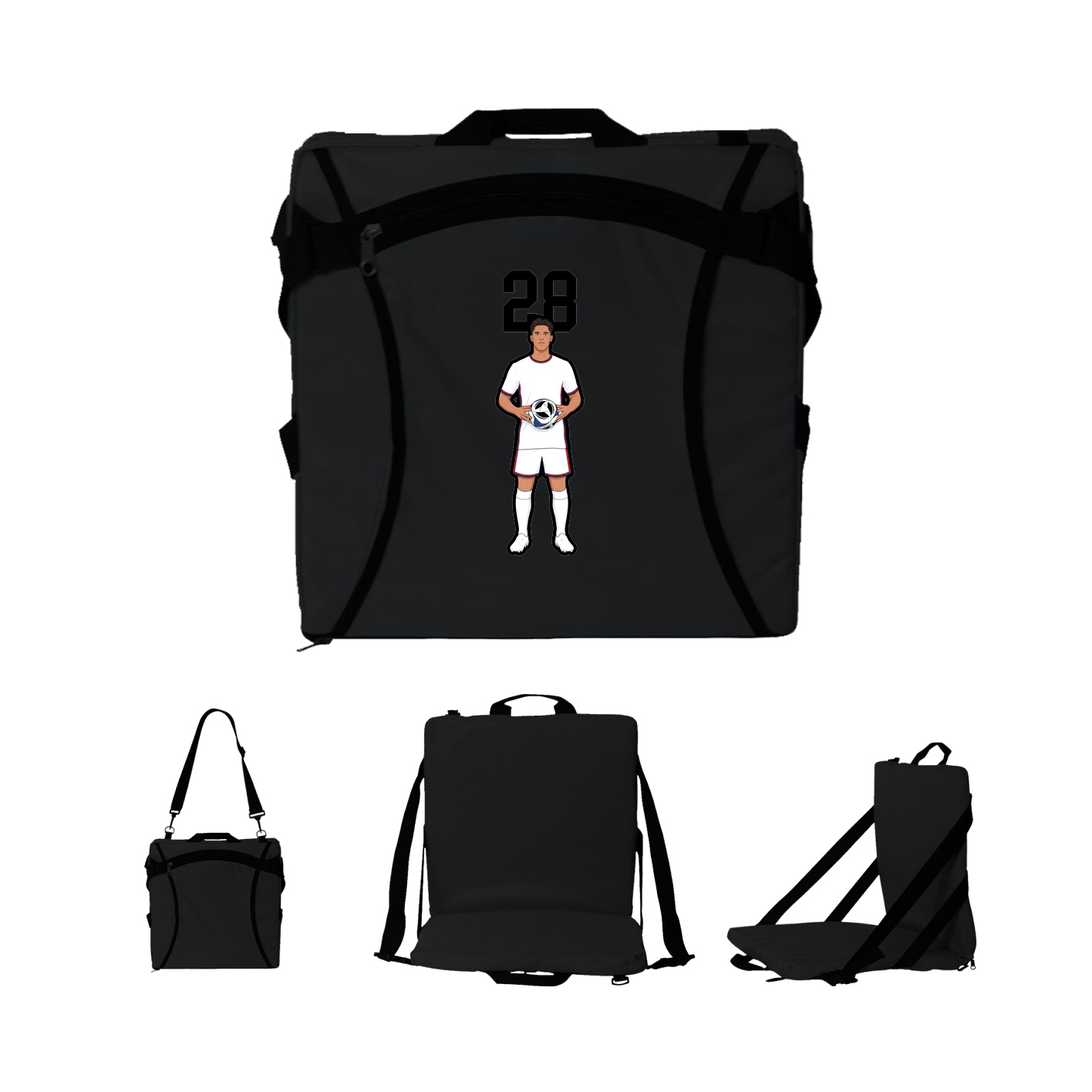 Folding Stadium Seat — Number Top in Black