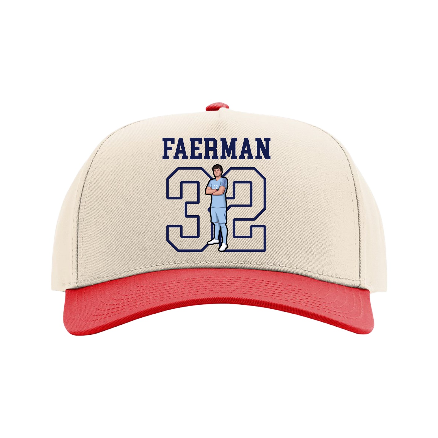 Full Fabric Five-Panel Champ Cap — Shirsey in Cream/Red