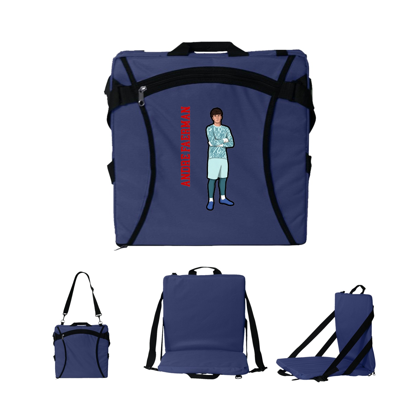Folding Stadium Seat — Name Vertical in Navy