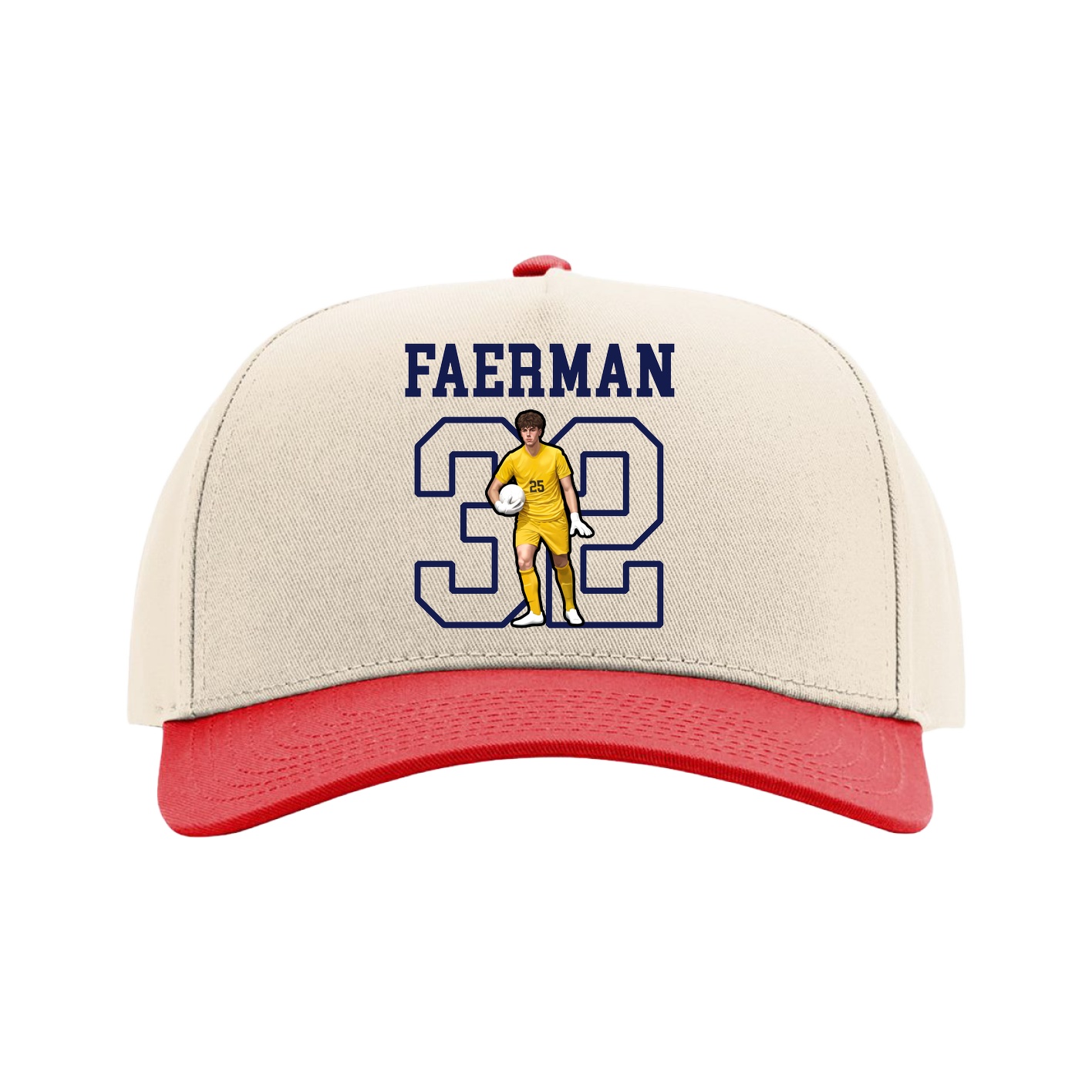 Full Fabric Five-Panel Champ Cap — Shirsey in Cream/Red