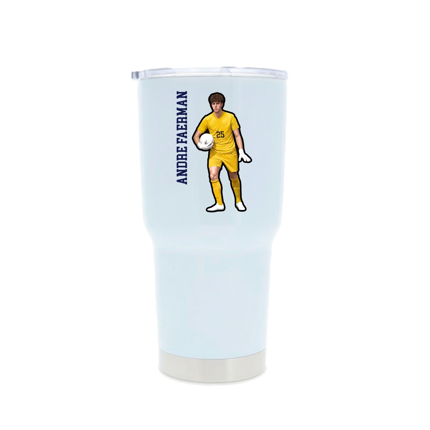 30oz Stainless Steel Tumbler — Name Vertical in White