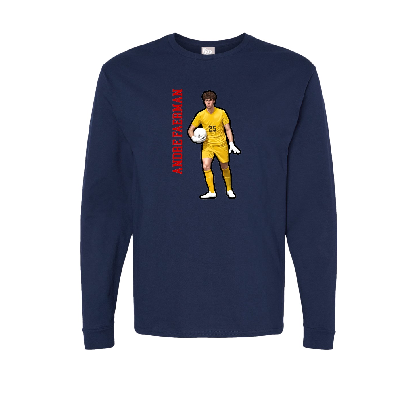 Long Sleeve Tee — Name Vertical in Navy