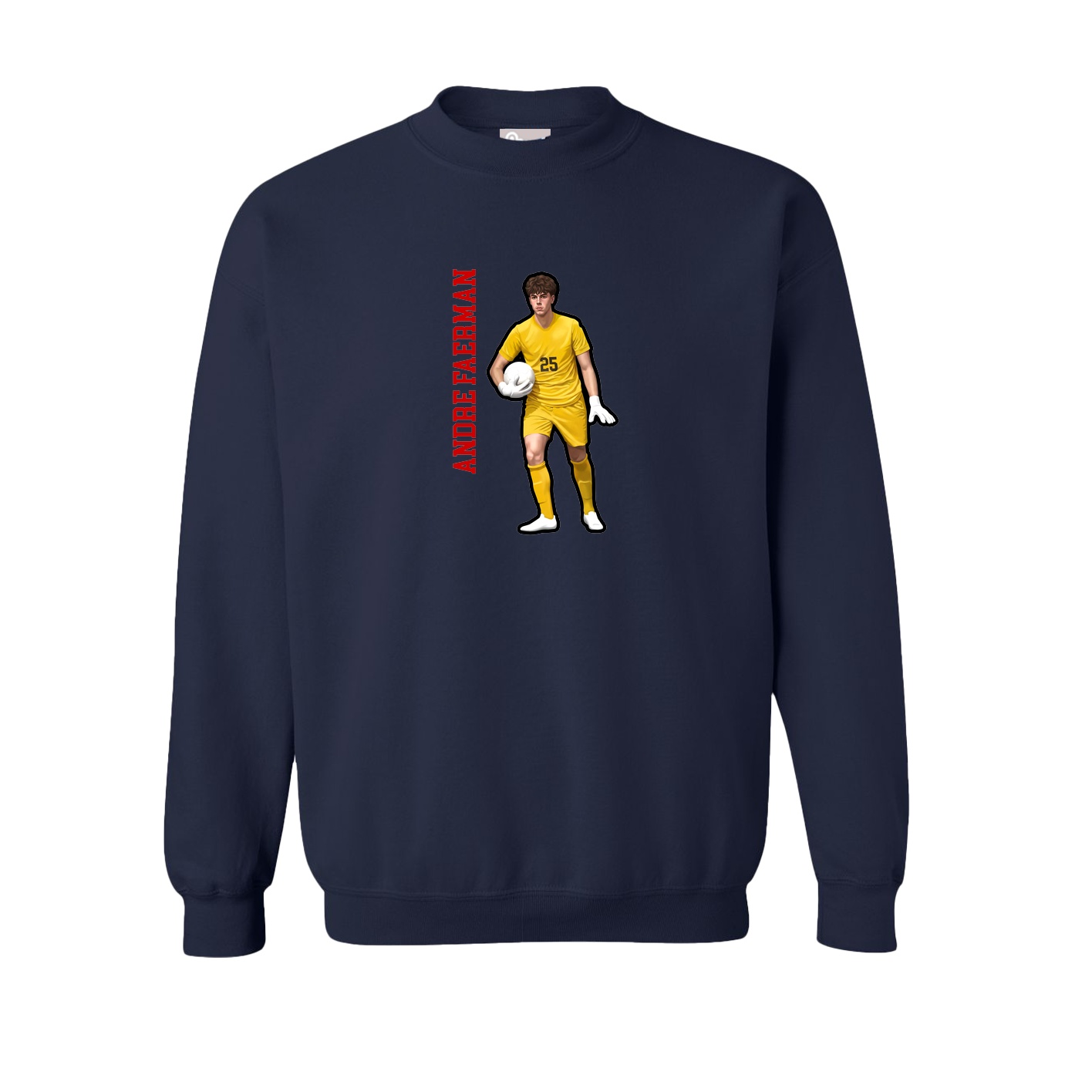 Fleece Crew — Name Vertical in Navy