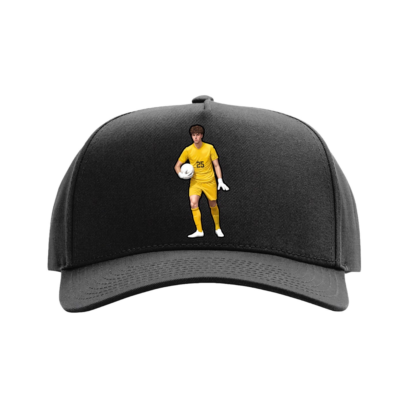 Full Fabric Five-Panel Champ Cap — Name Vertical in Black