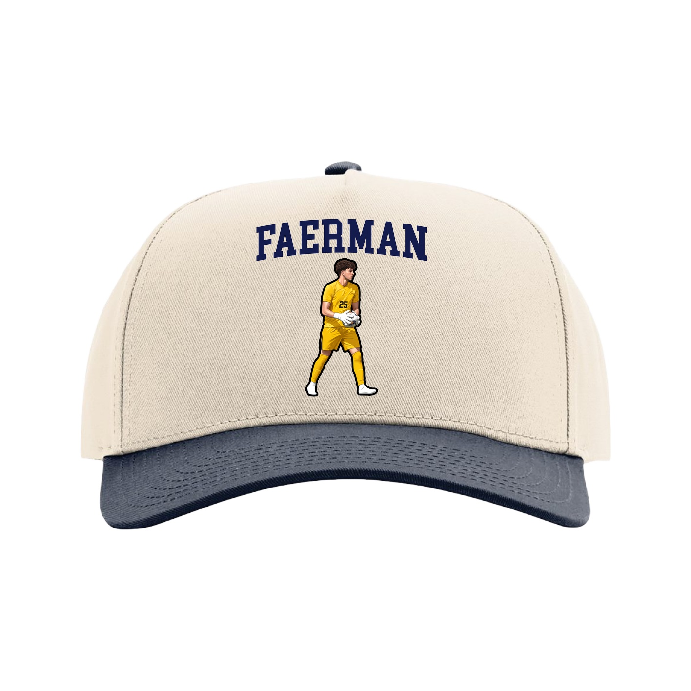 Full Fabric Five-Panel Champ Cap — Shirsey in Cream/Navy