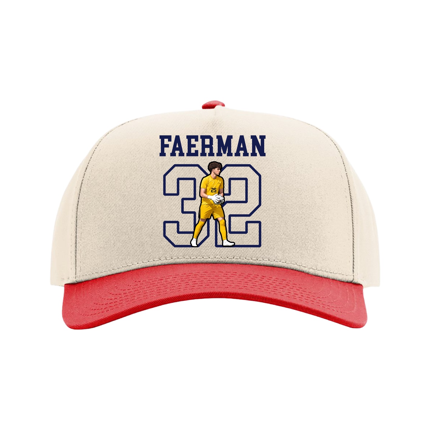 Full Fabric Five-Panel Champ Cap — Shirsey in Cream/Red