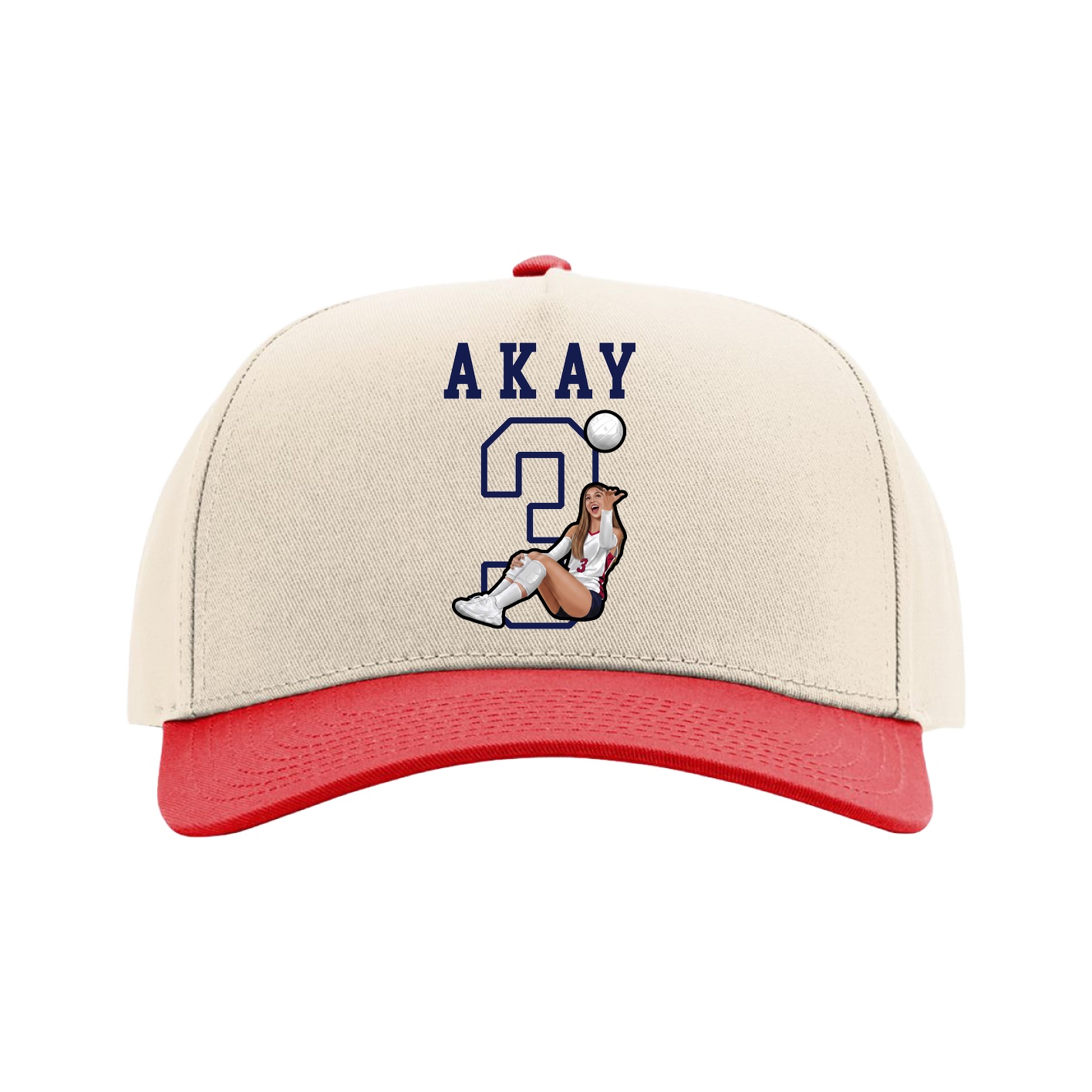Full Fabric Five-Panel Champ Cap — Shirsey in Cream/Red