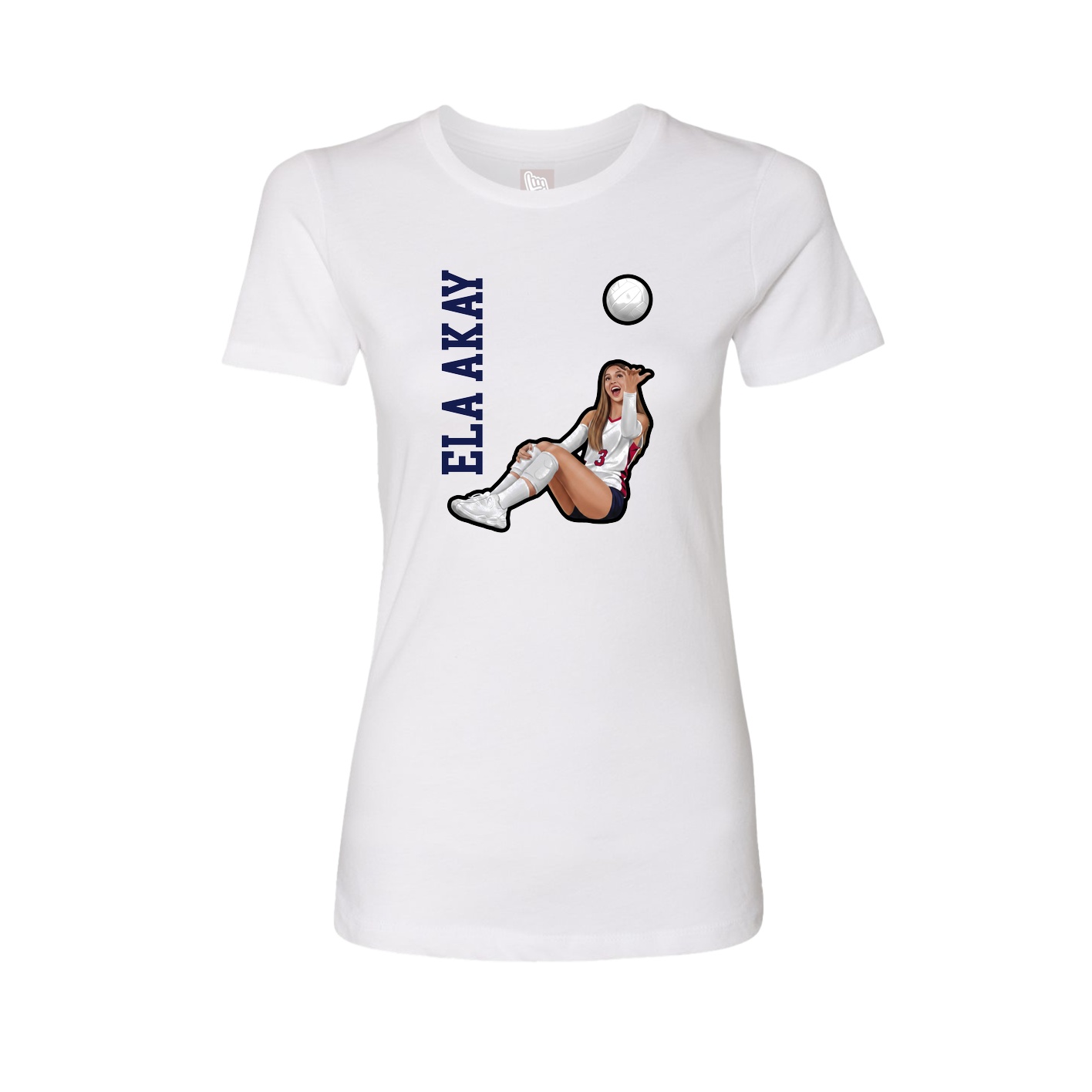 Fitted Women's Tee — Name Vertical in White