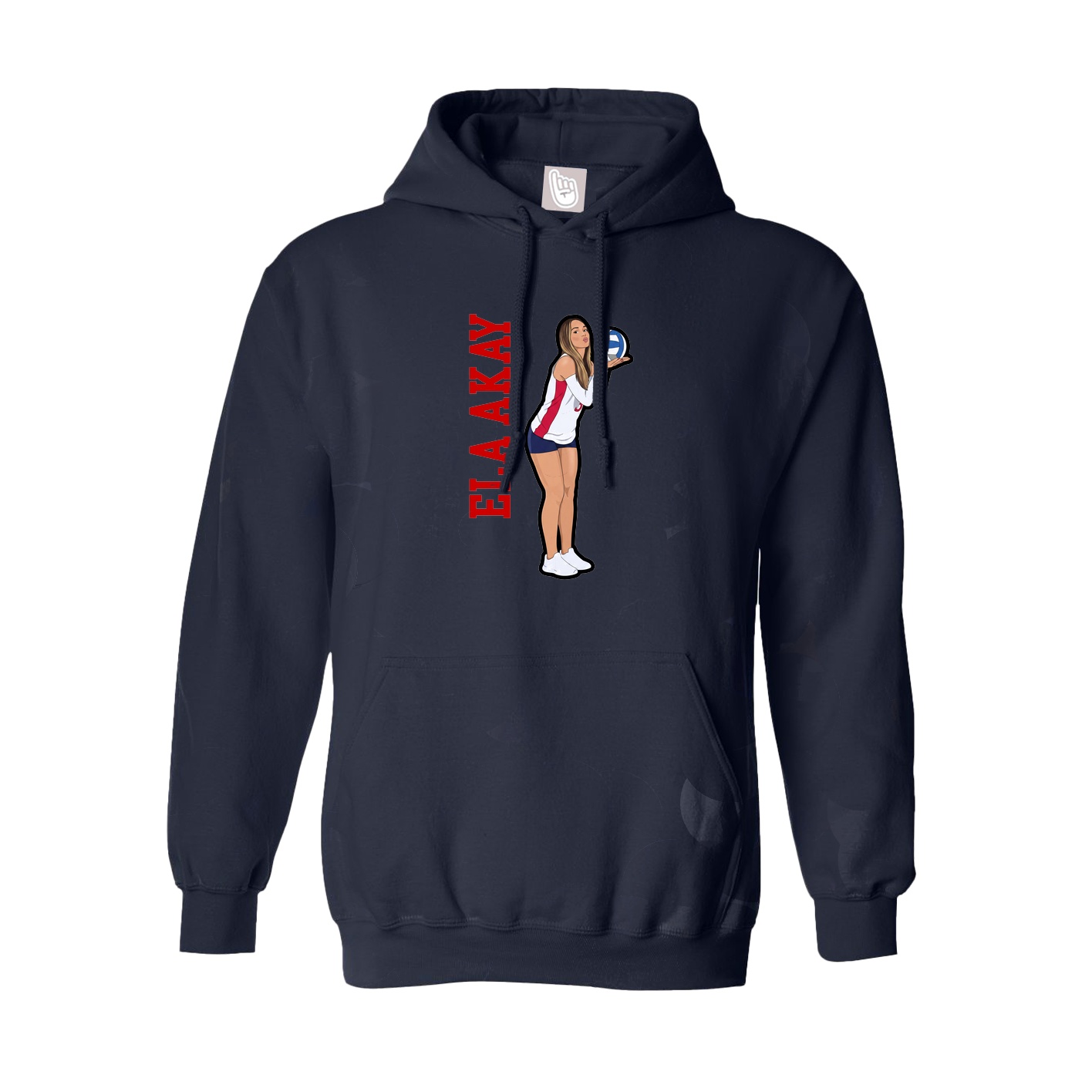Hoodie — Name Vertical in Navy