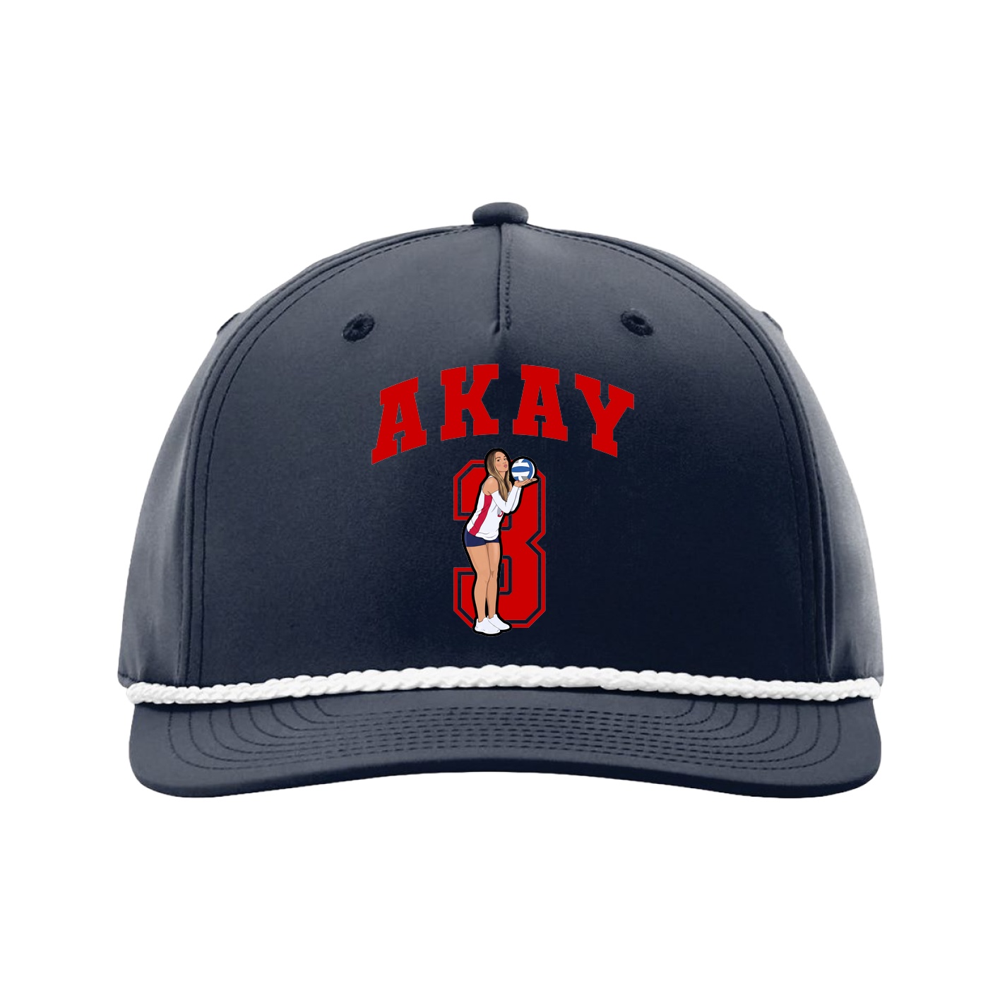 Five-Panel Classic Rope Cap — Number in Navy