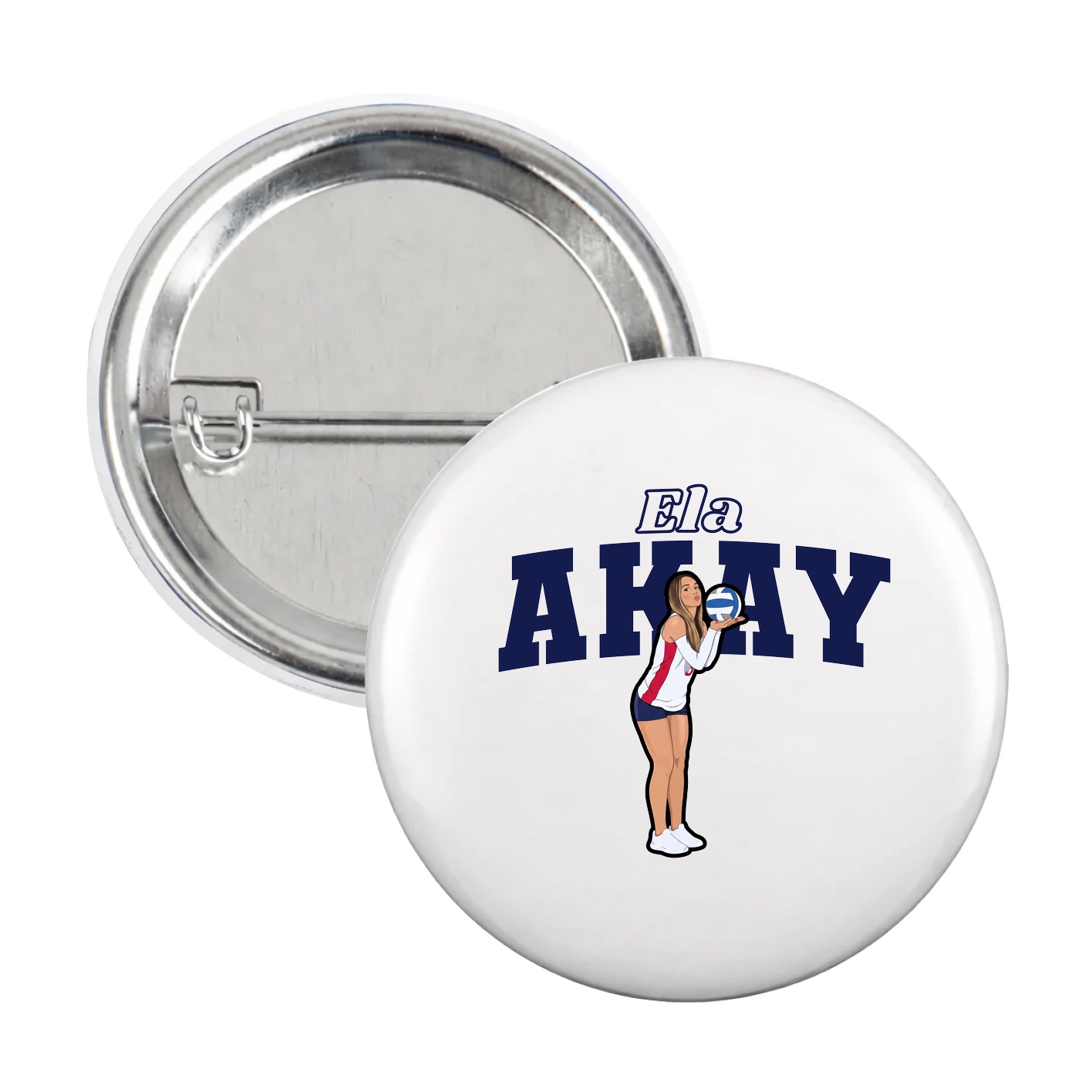 Game Day Button — Name Arch in White