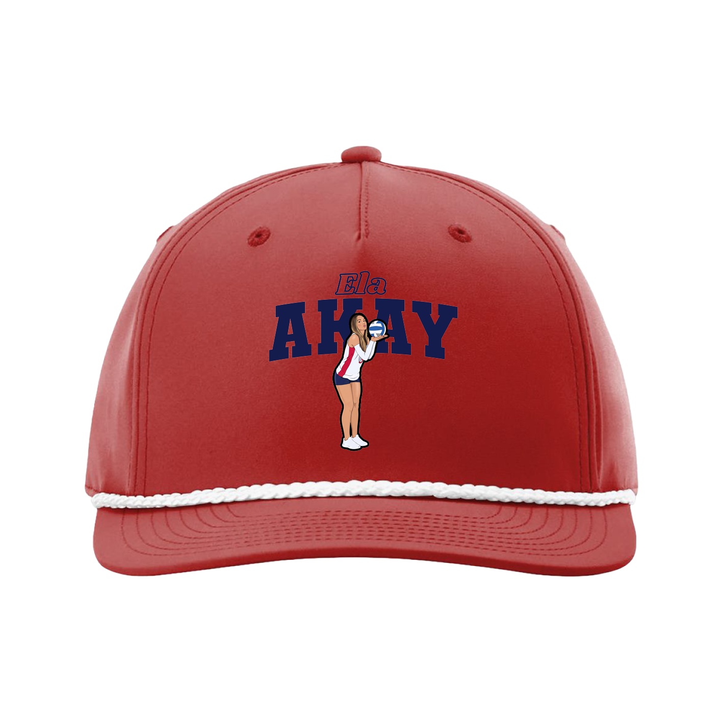 Five-Panel Classic Rope Cap — Name Arch in Red