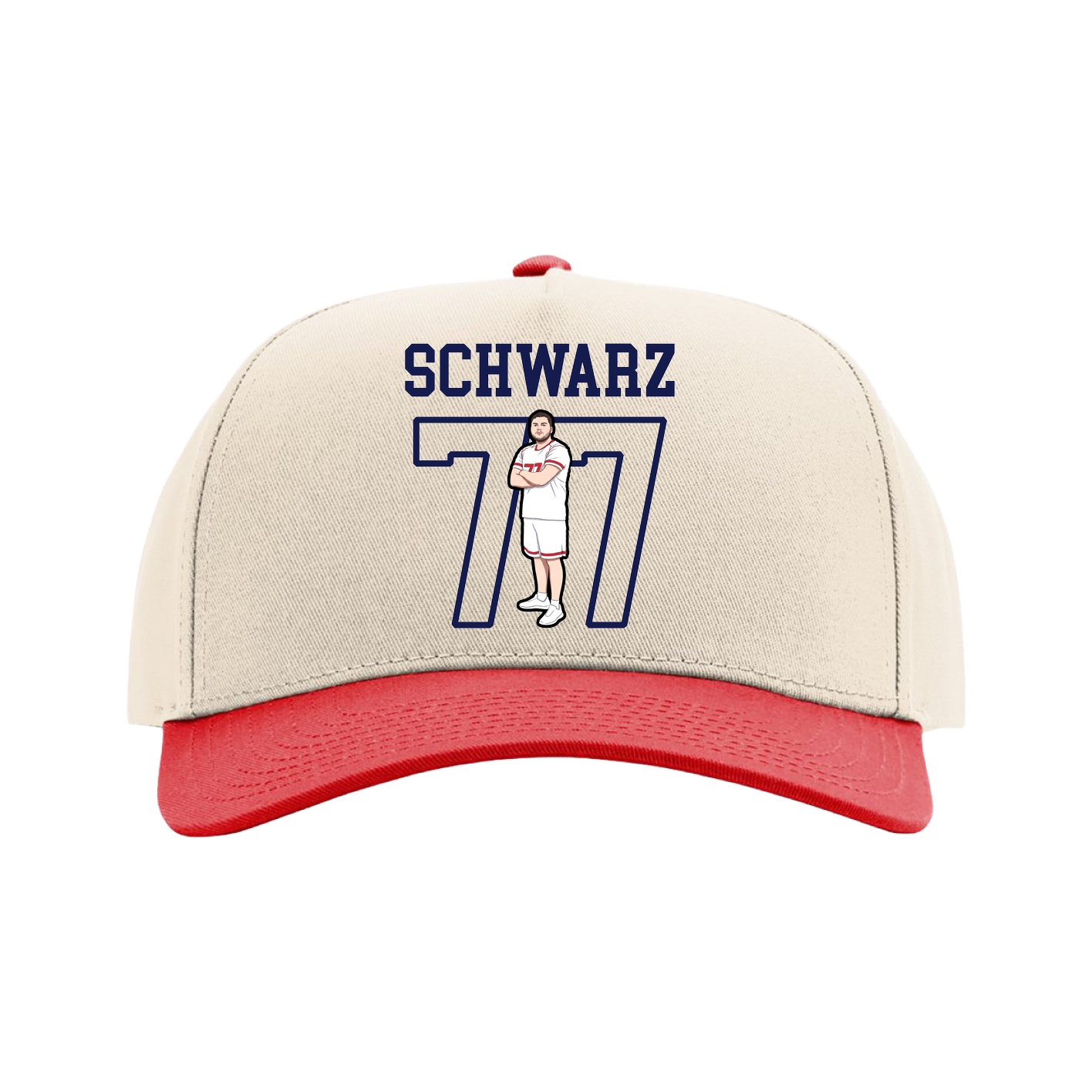 Full Fabric Five-Panel Champ Cap — Shirsey in Cream/Red