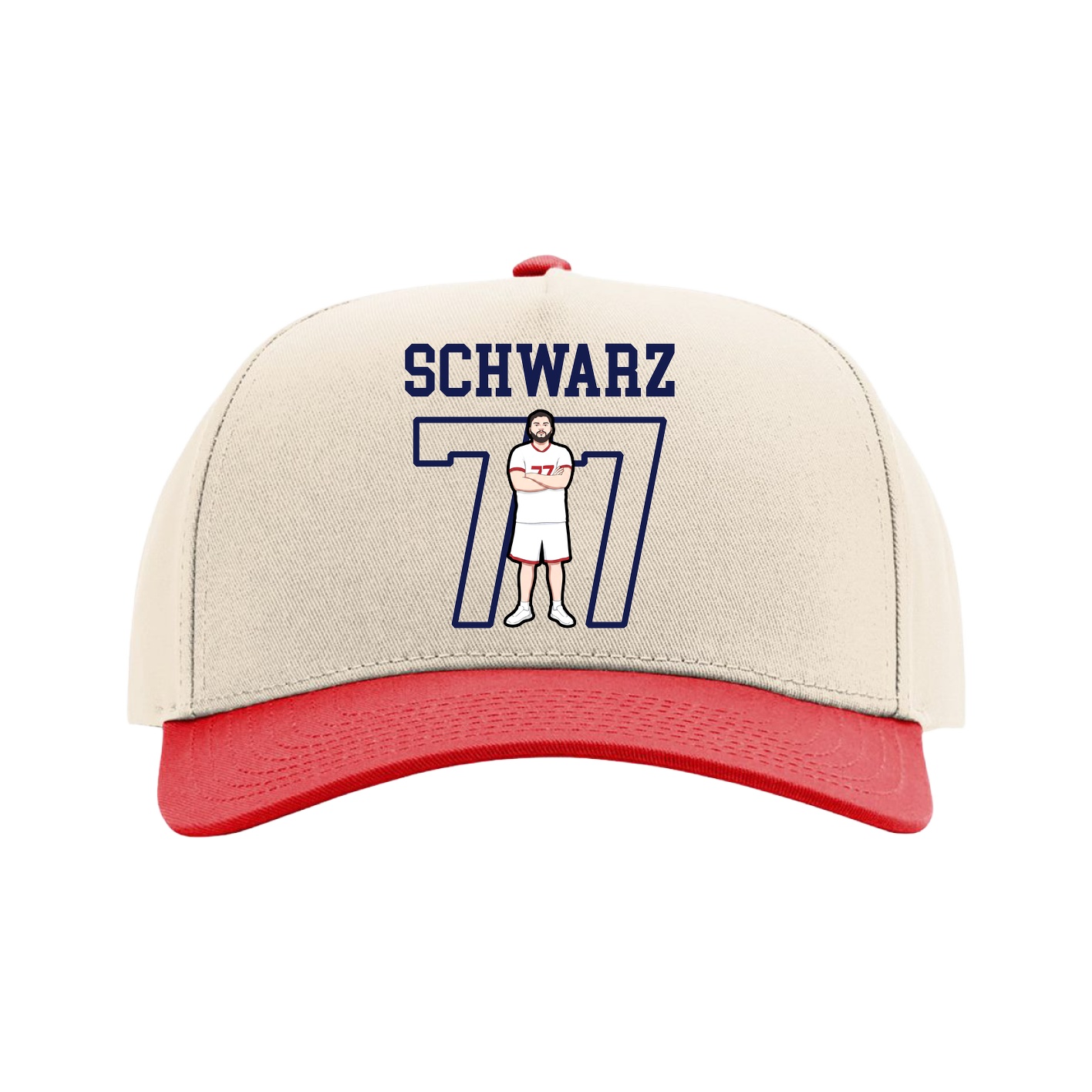 Full Fabric Five-Panel Champ Cap — Shirsey in Cream/Red