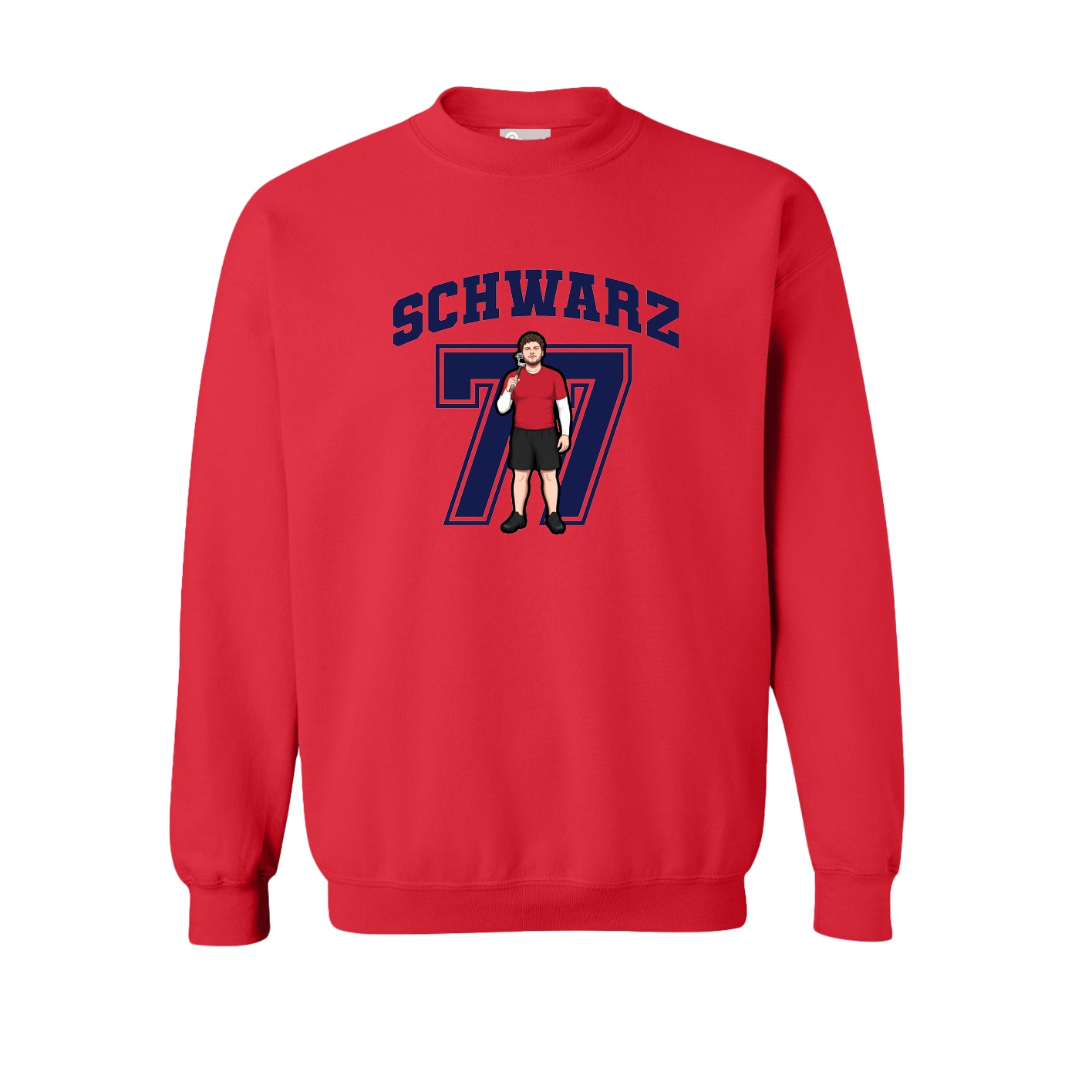Fleece Crew — Number in Red