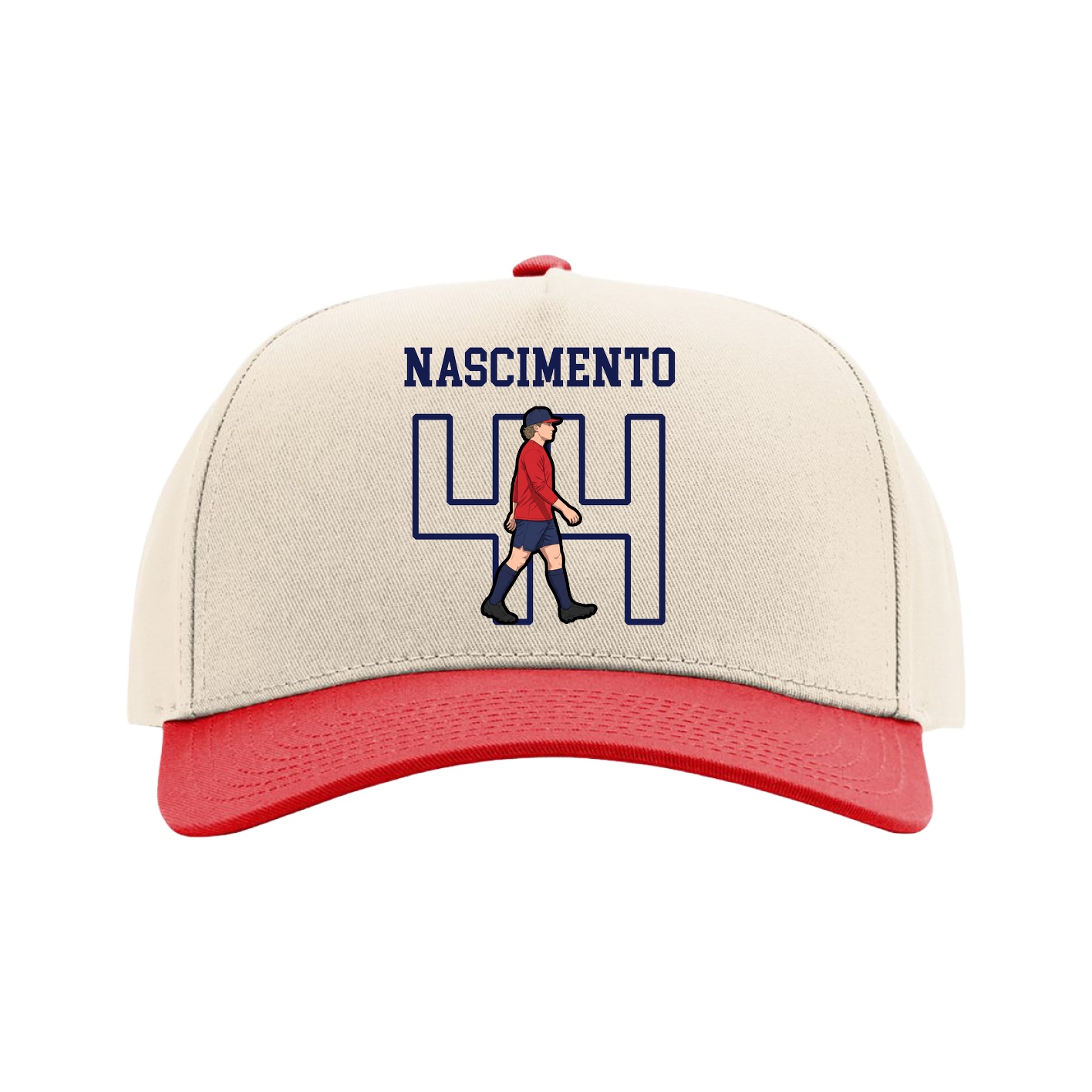 Full Fabric Five-Panel Champ Cap — Shirsey in Cream/Red