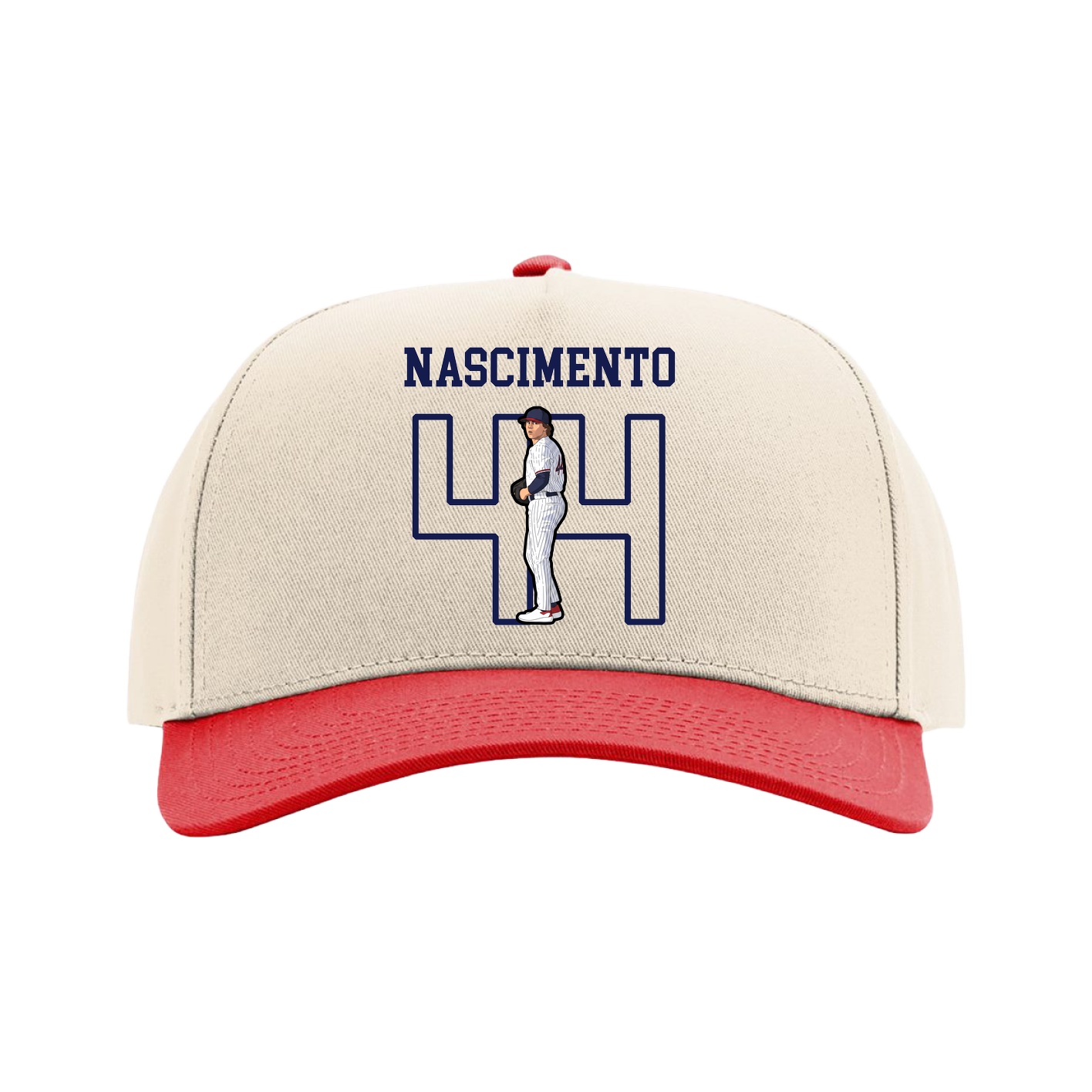 Full Fabric Five-Panel Champ Cap — Shirsey in Cream/Red