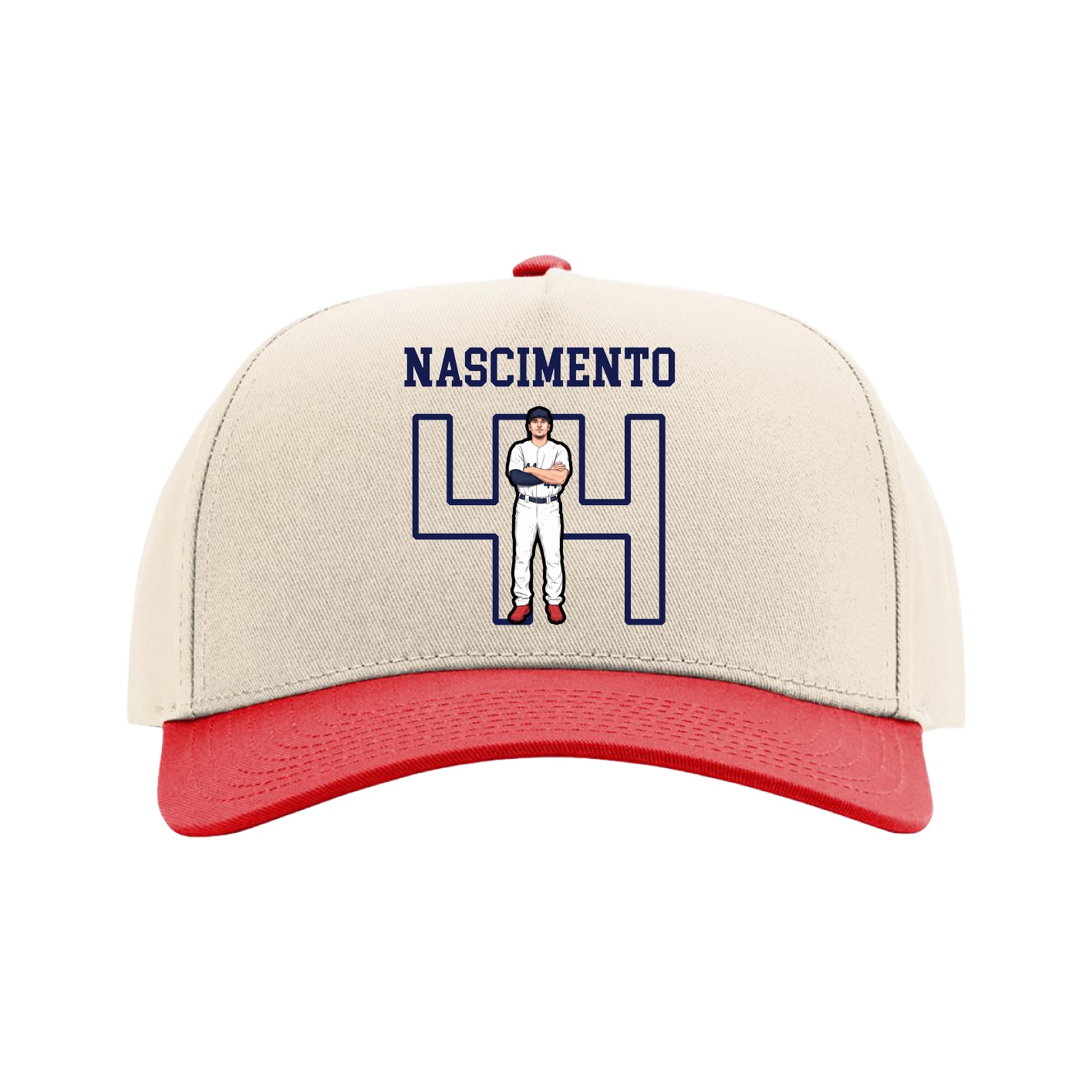 Full Fabric Five-Panel Champ Cap — Shirsey in Cream/Red