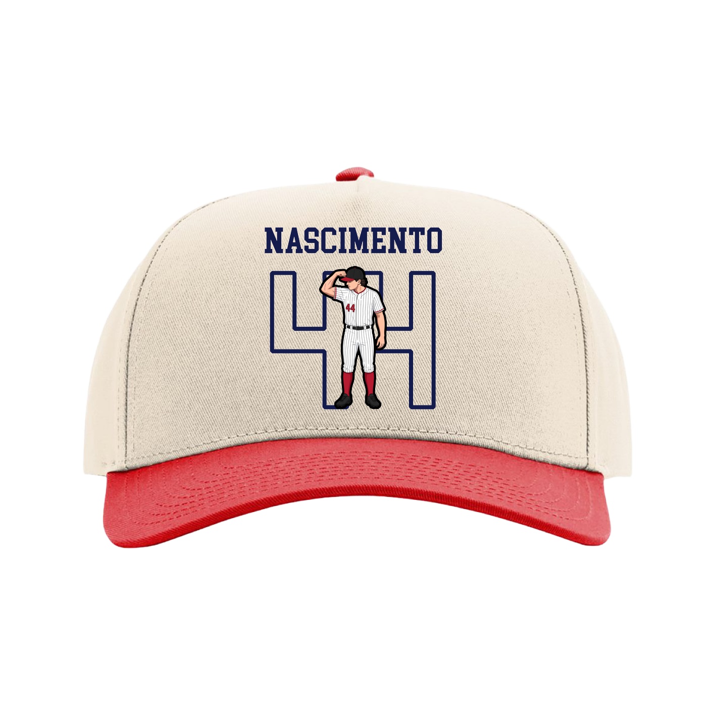 Full Fabric Five-Panel Champ Cap — Shirsey in Cream/Red