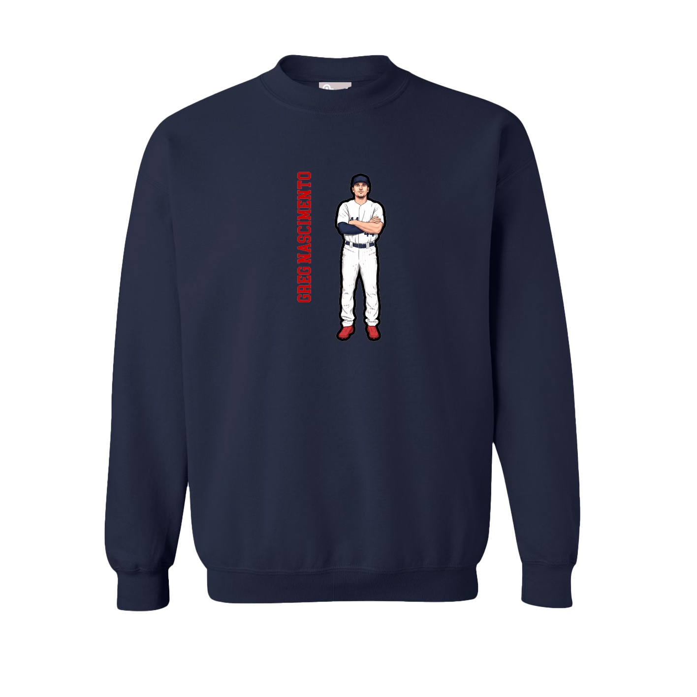 Fleece Crew — Name Vertical in Navy