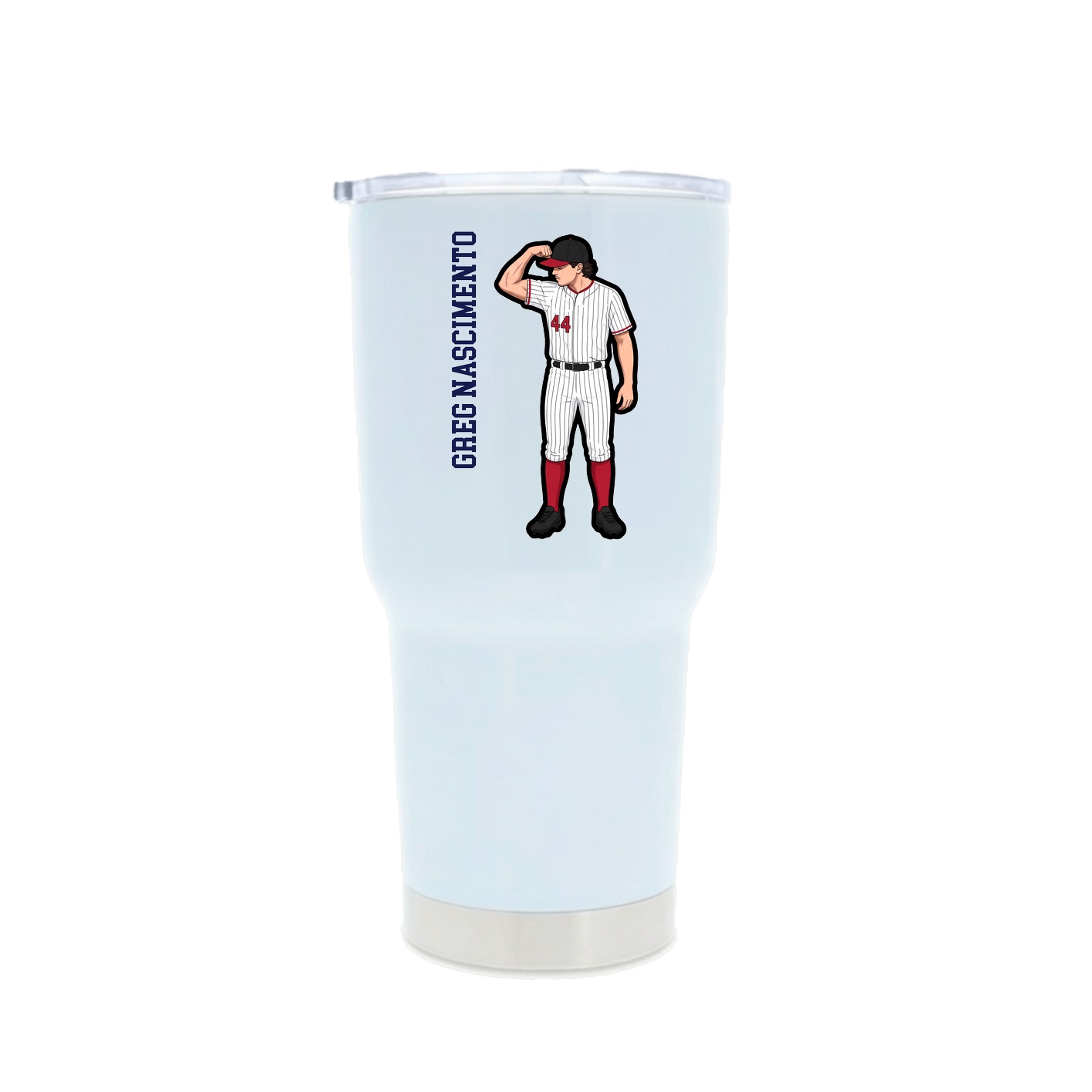 30oz Stainless Steel Tumbler — Name Vertical in White
