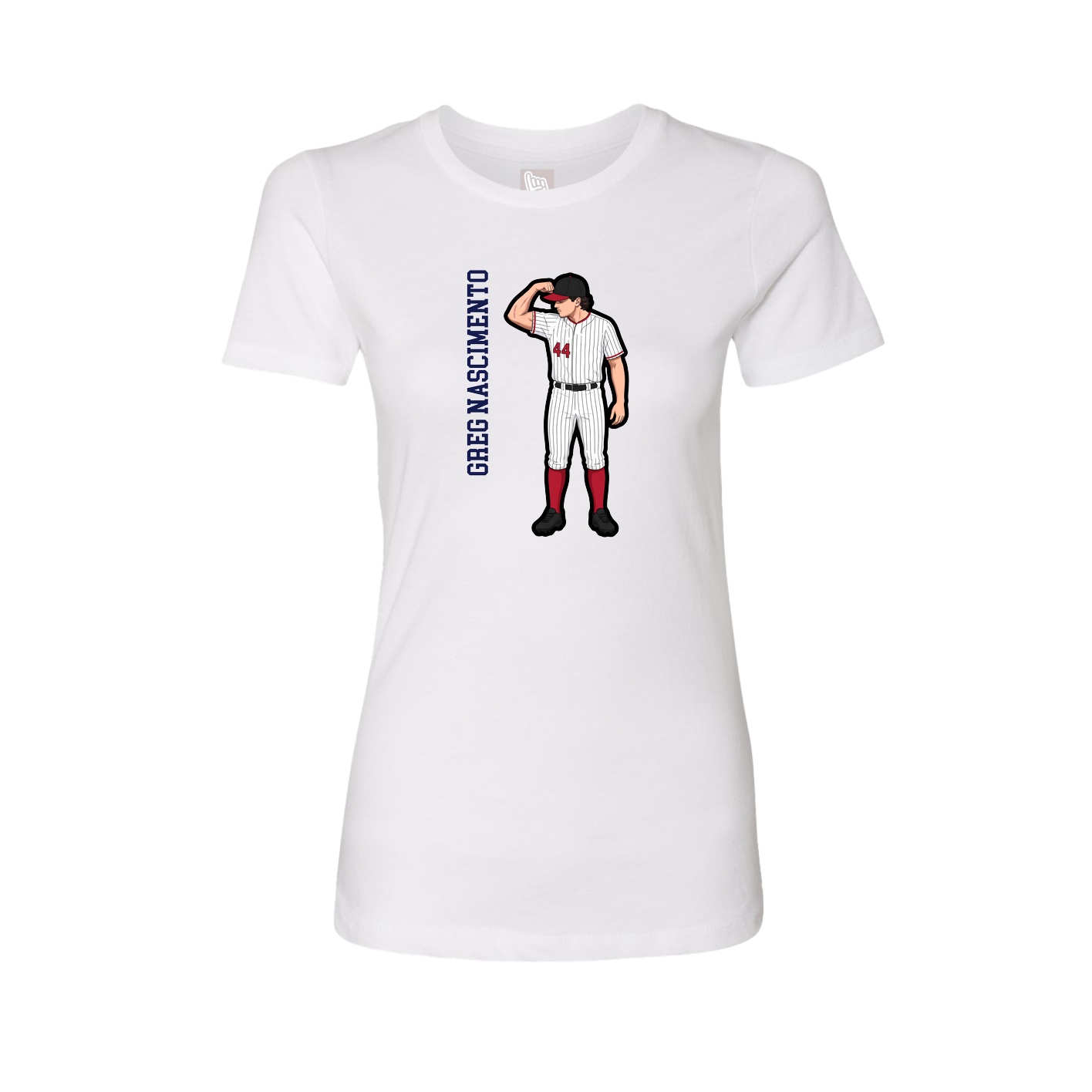 Fitted Women's Tee — Name Vertical in White