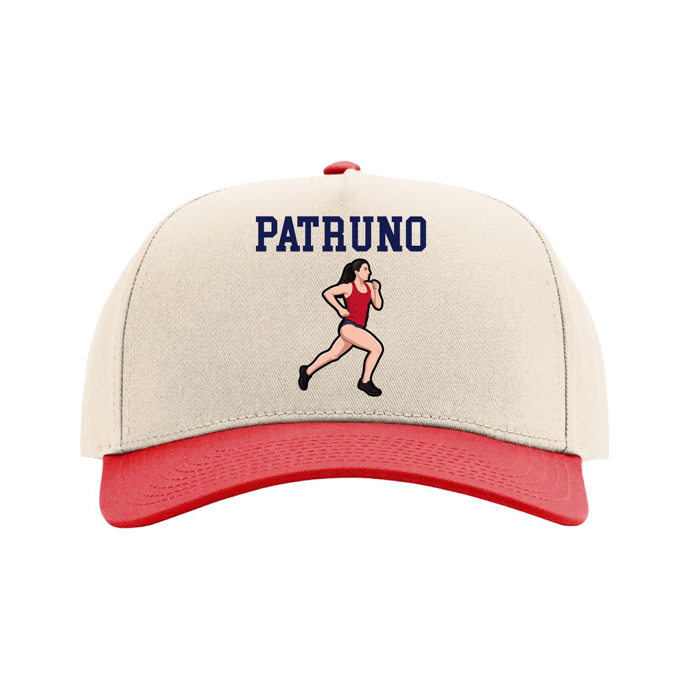 Full Fabric Five-Panel Champ Cap — Shirsey in Cream/Red