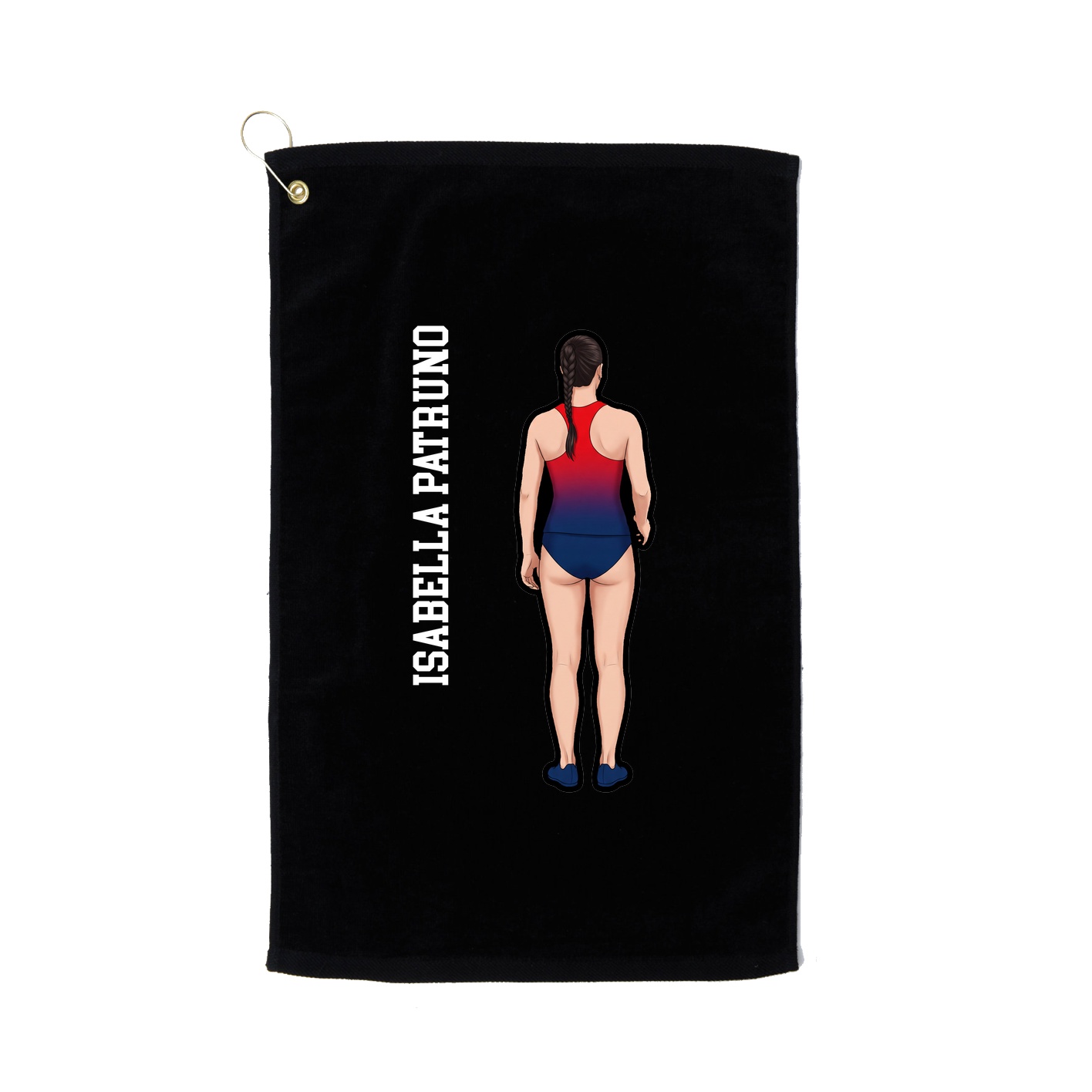 Golf Towel — Name Vertical in Black