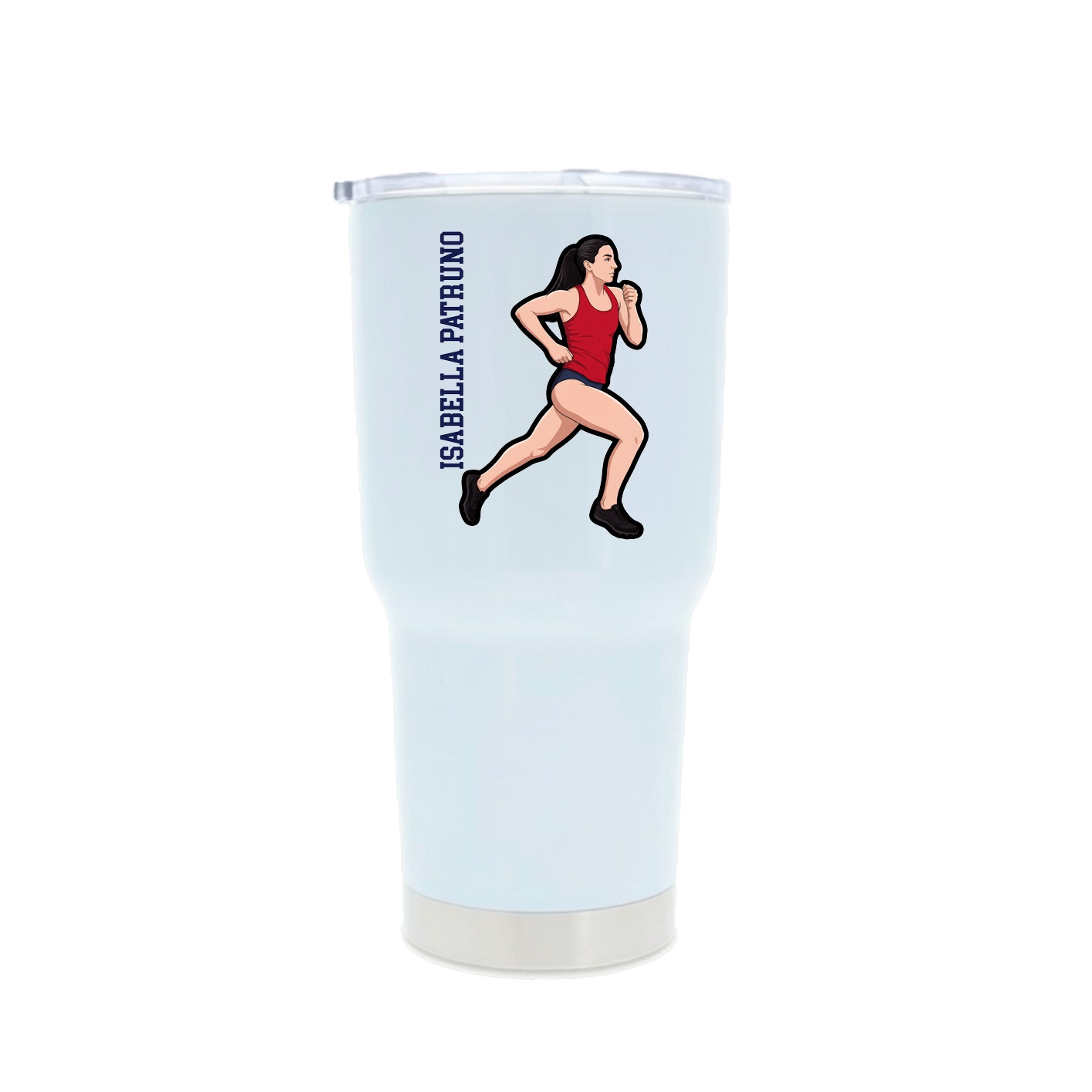 30oz Stainless Steel Tumbler — Name Vertical in White