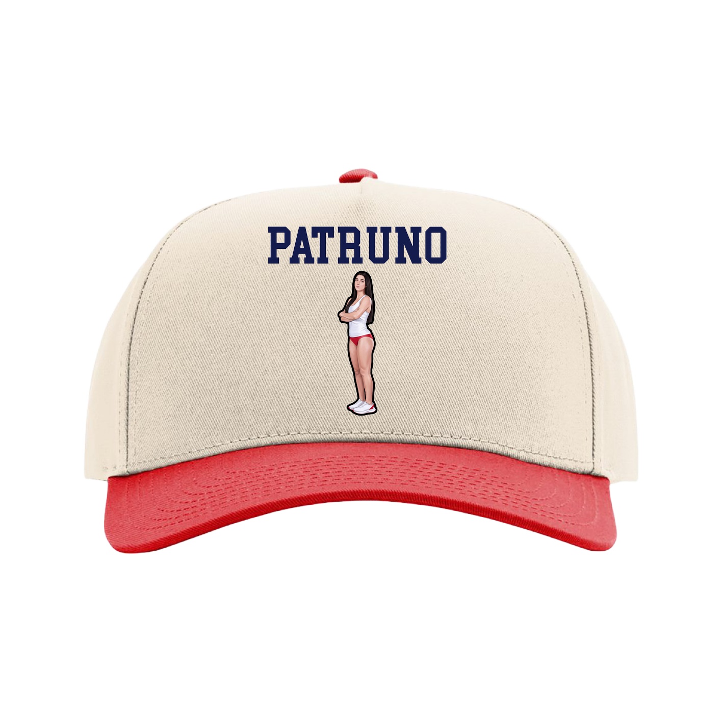 Full Fabric Five-Panel Champ Cap — Shirsey in Cream/Red