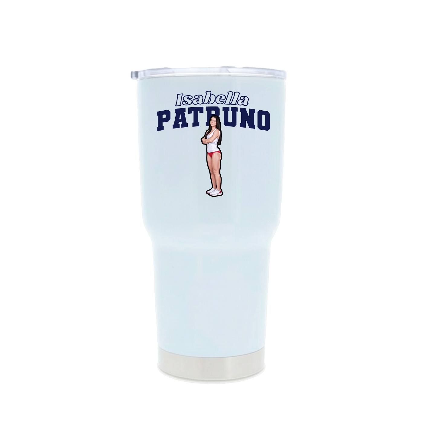 30oz Stainless Steel Tumbler — Name Arch in White