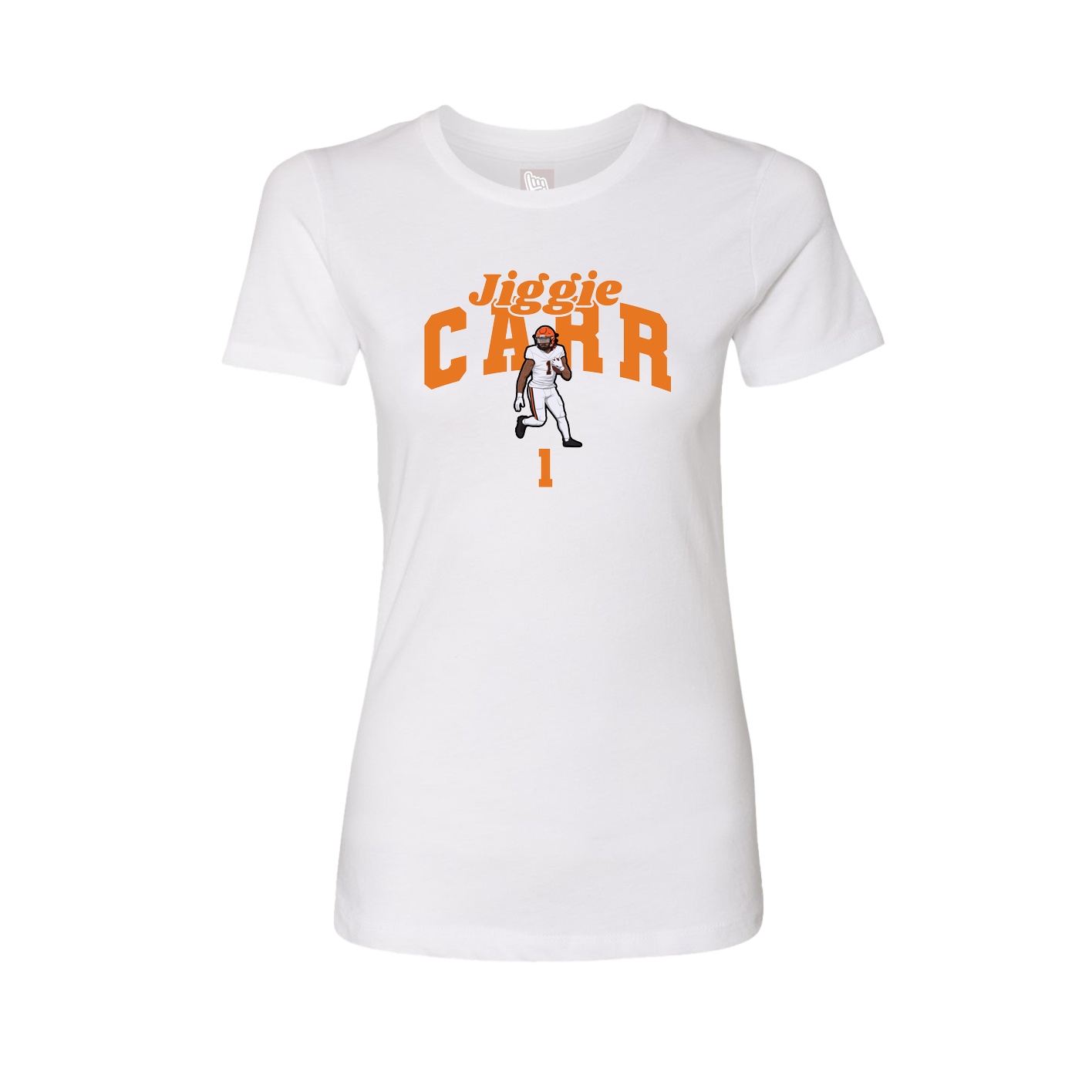 Fitted Women's Tee — Signature Arch in White