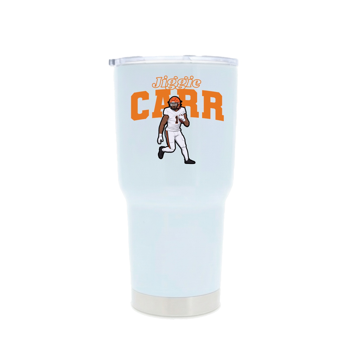 30oz Stainless Steel Tumbler — Name Arch in White