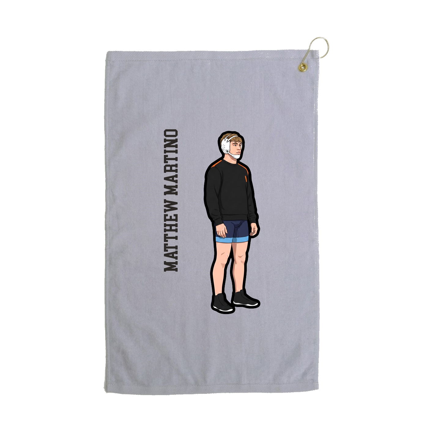 Golf Towel — Name Vertical in Grey