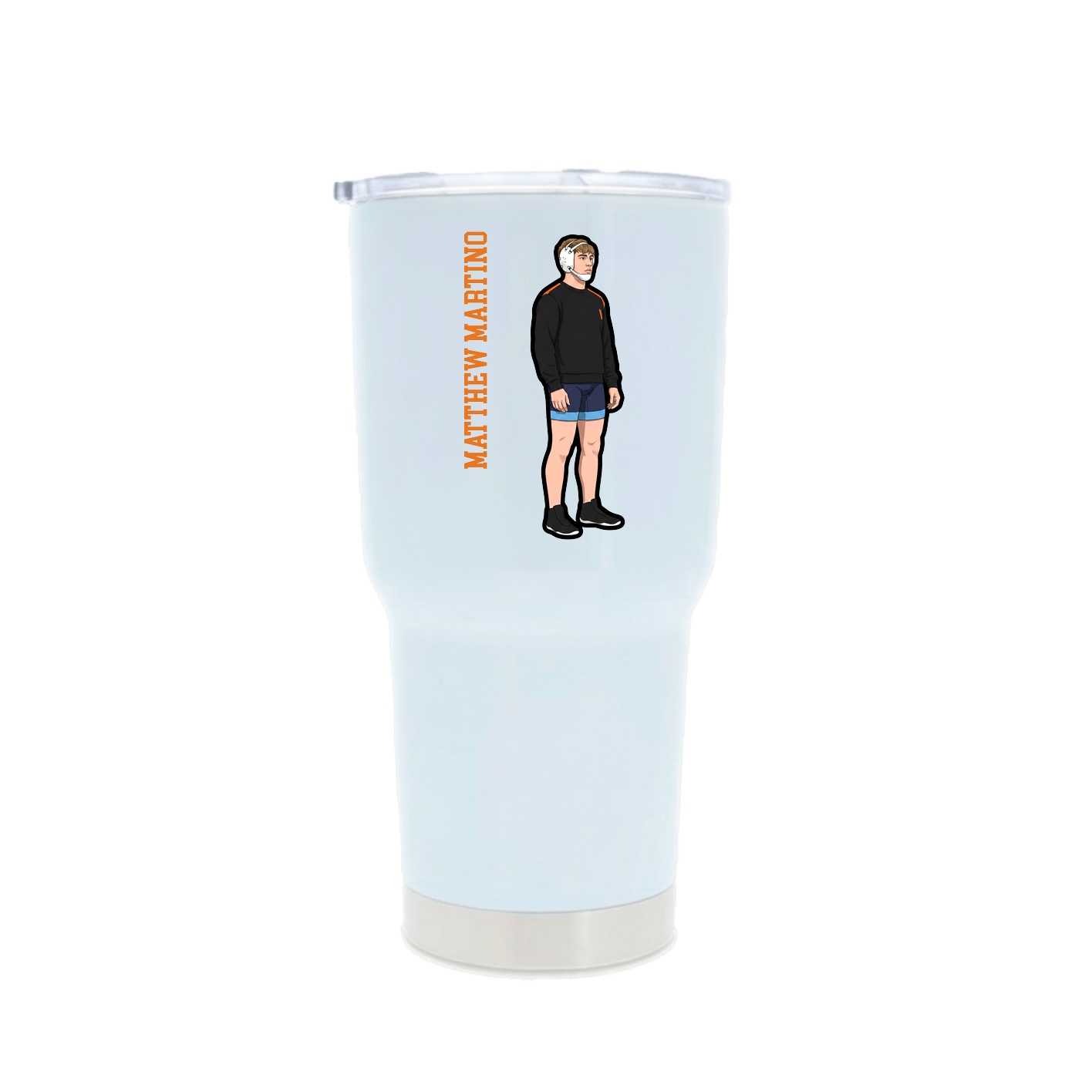 30oz Stainless Steel Tumbler — Name Vertical in White