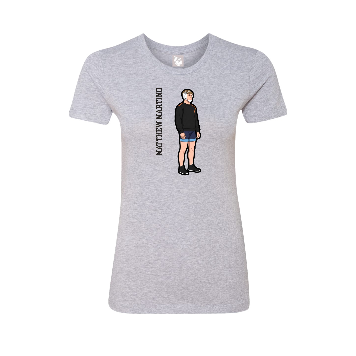 Fitted Women's Tee — Name Vertical in Grey