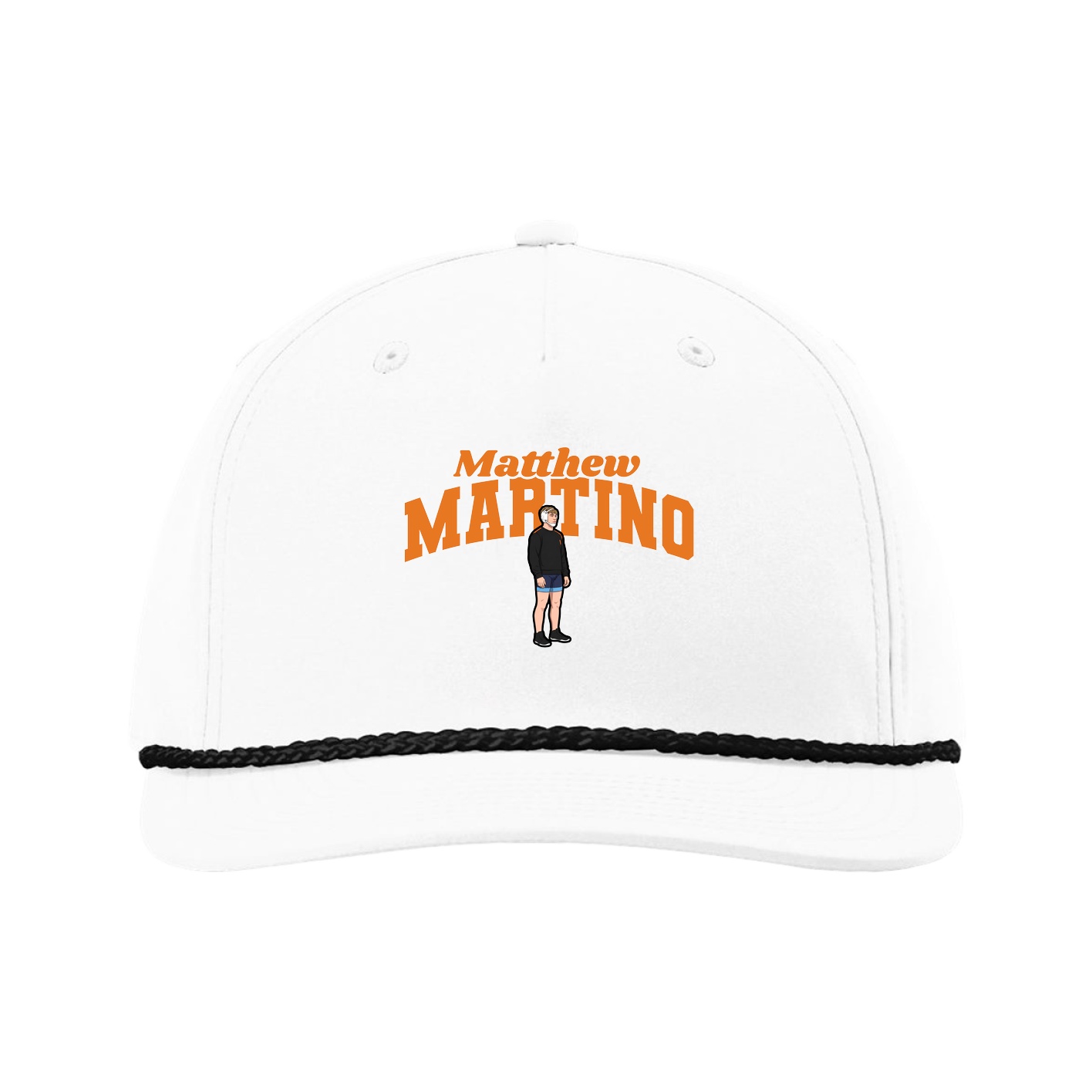 Five-Panel Classic Rope Cap — Signature Arch in White