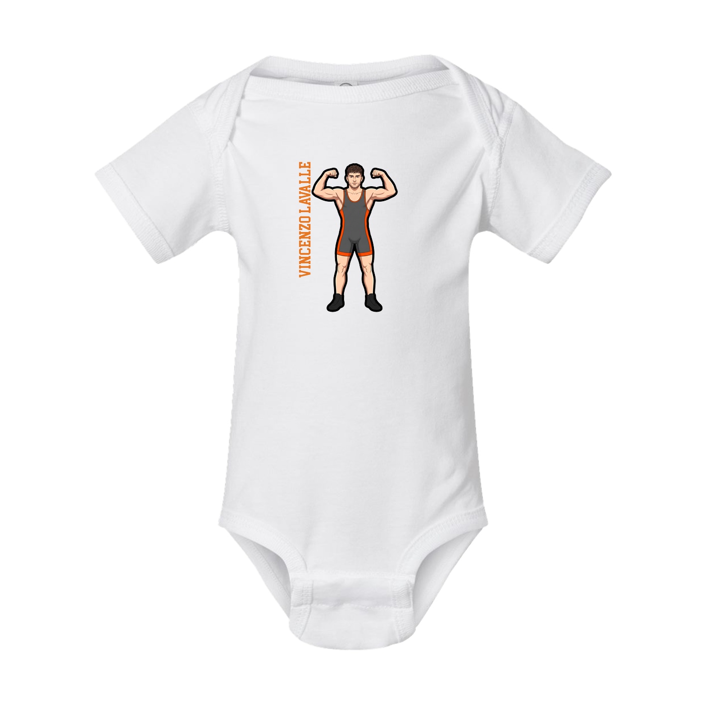 Baby Onesie — Name Vertical in White
