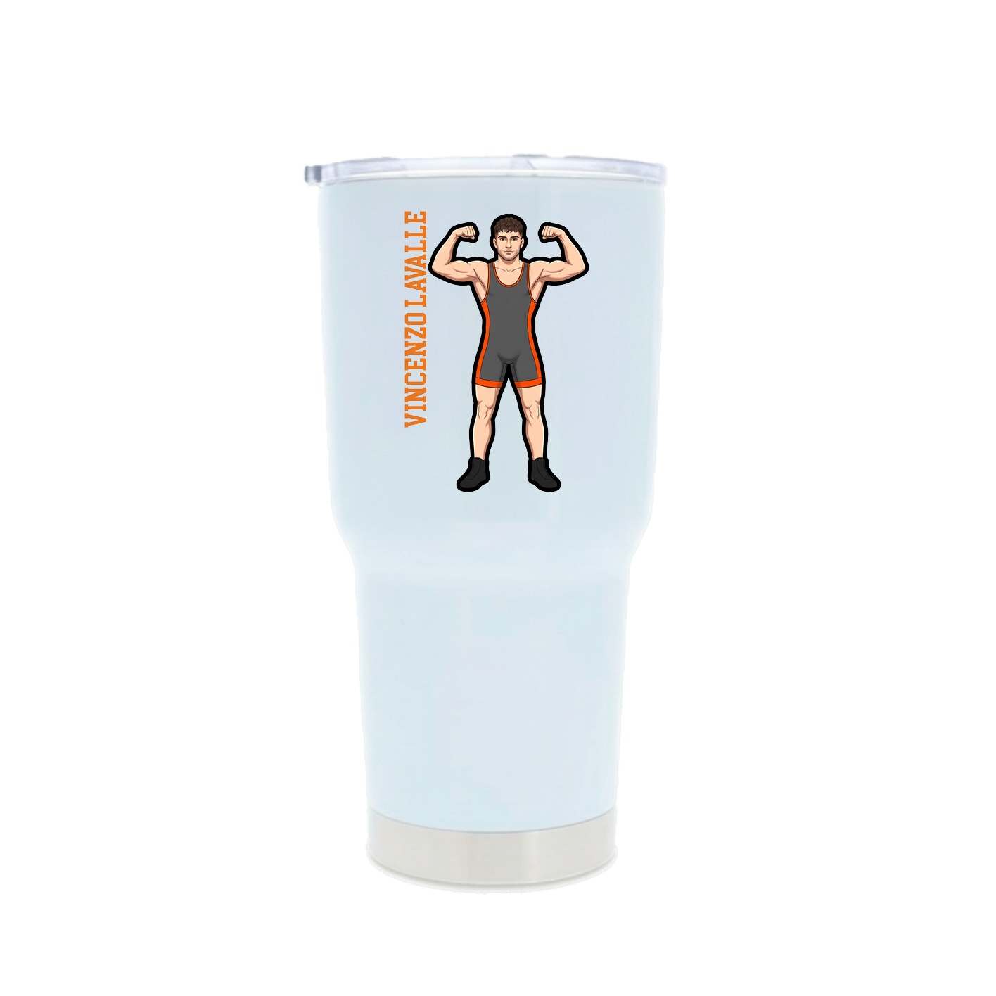30oz Stainless Steel Tumbler — Name Vertical in White